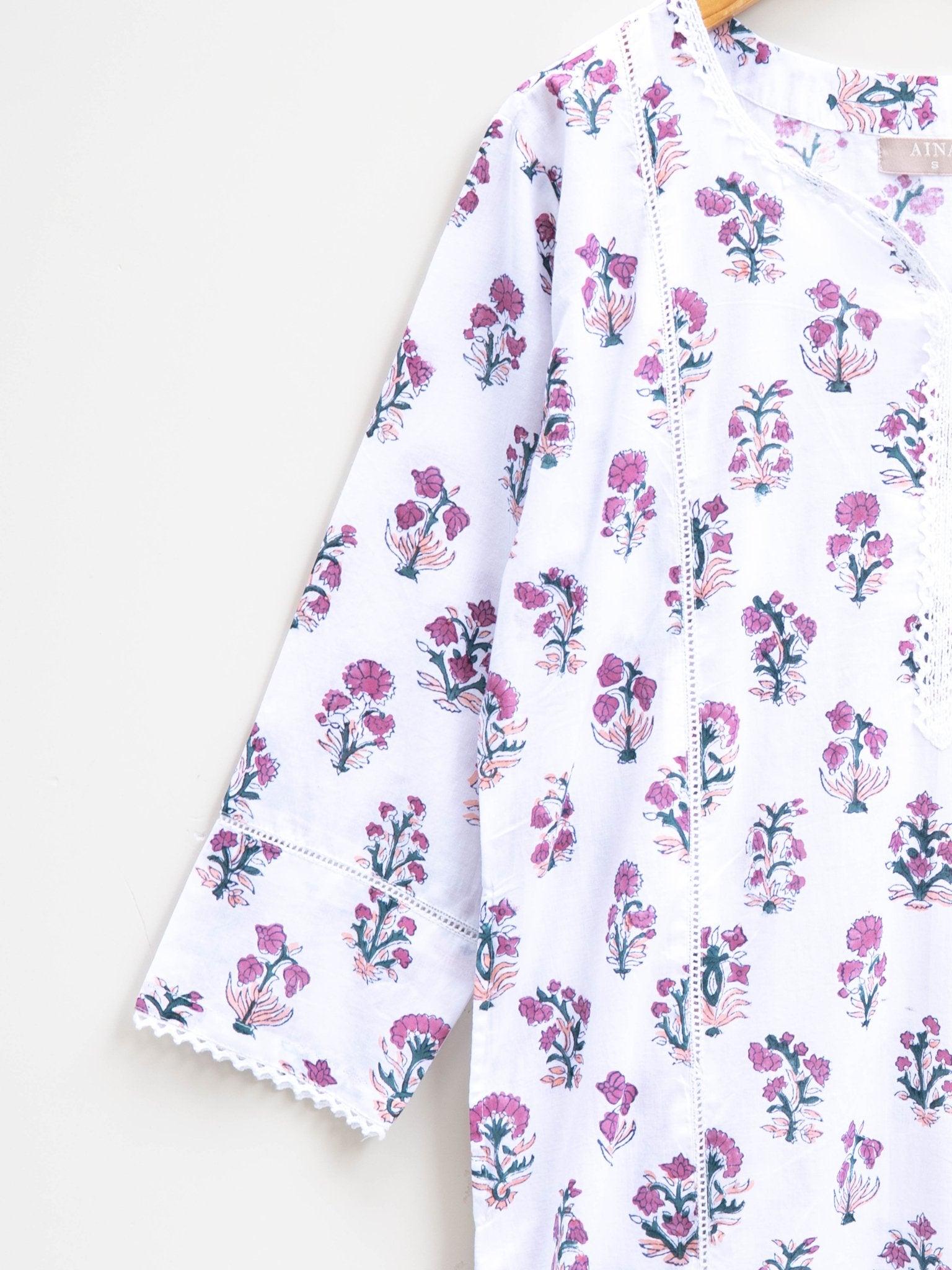 Cotton Block Printed Straight Kurta - AINA