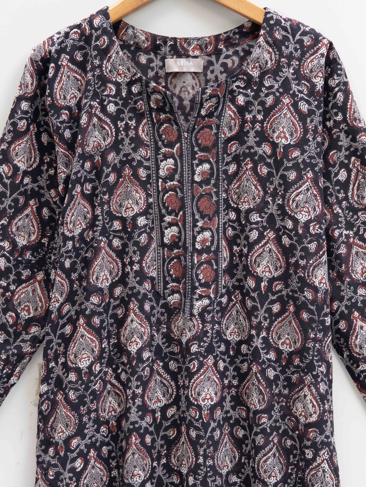 Cotton Block Printed Straight Kurta - AINA