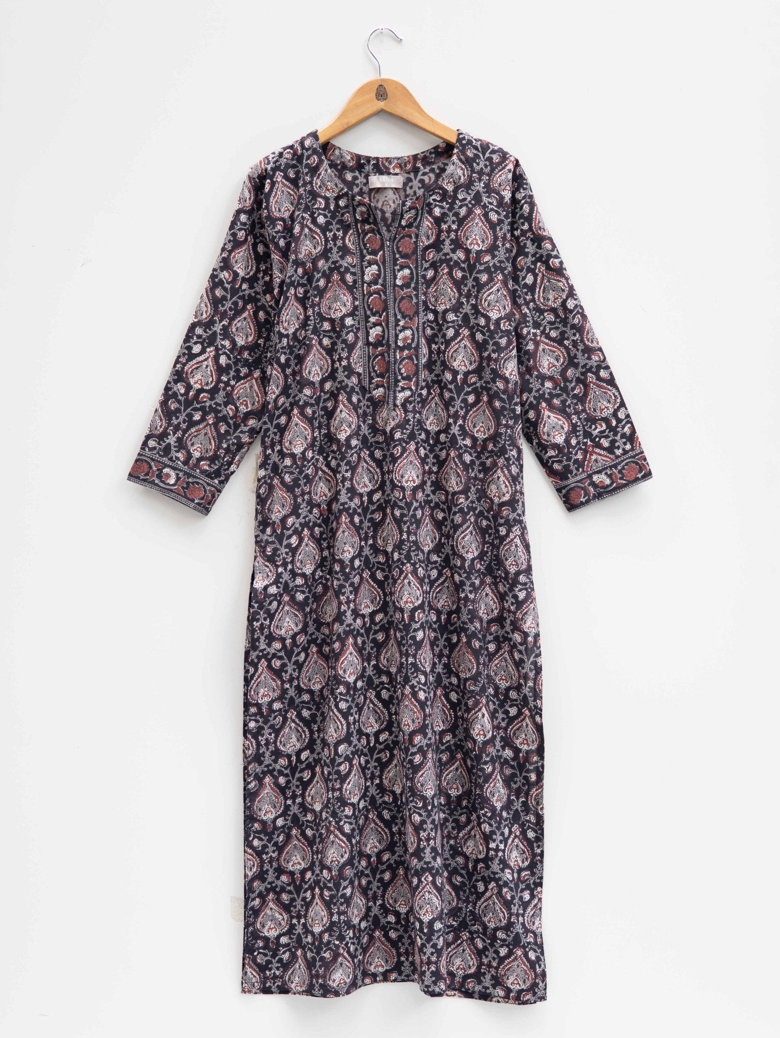 Cotton Block Printed Straight Kurta - AINA