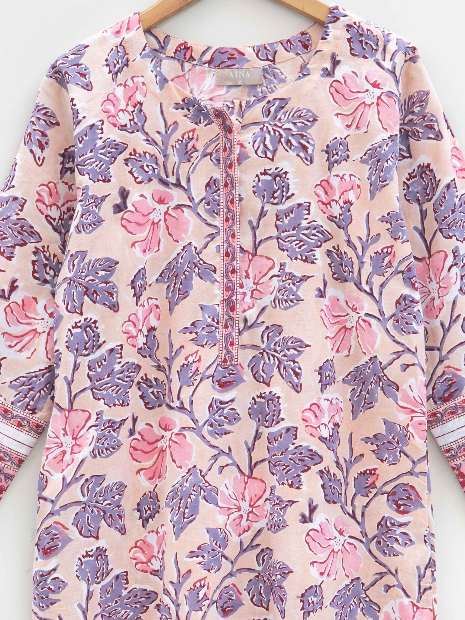Cotton Block Printed Straight Kurta - AINA