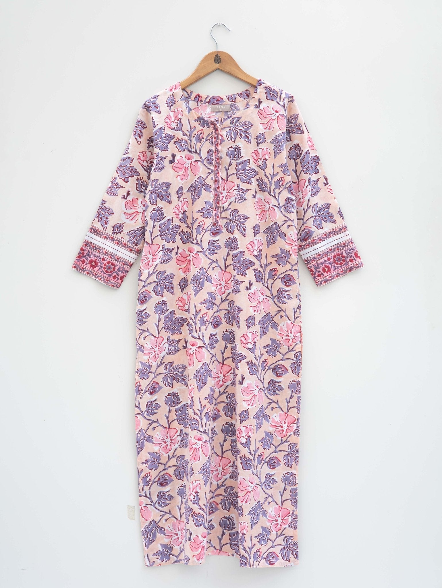 Cotton Block Printed Straight Kurta - AINA