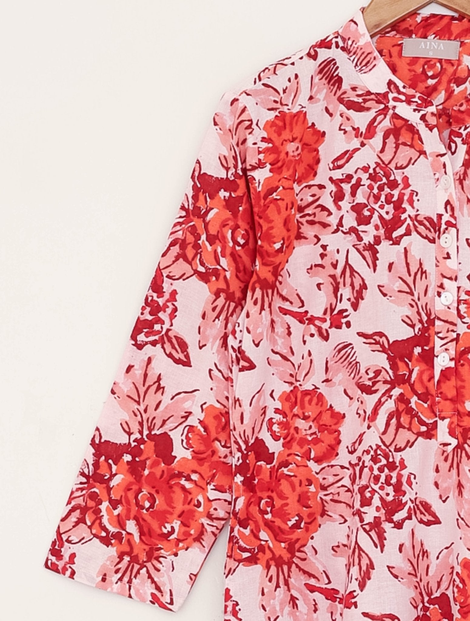Cotton Block Printed Straight Kurta - AINA