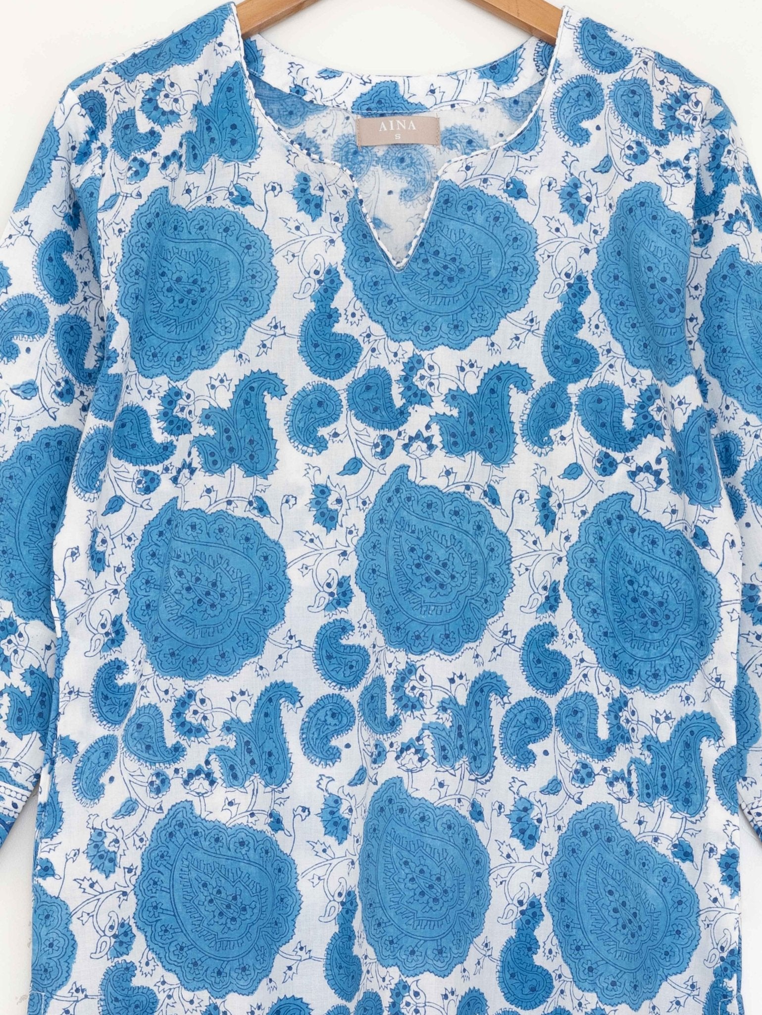 Cotton Block Printed Straight Kurta - AINA