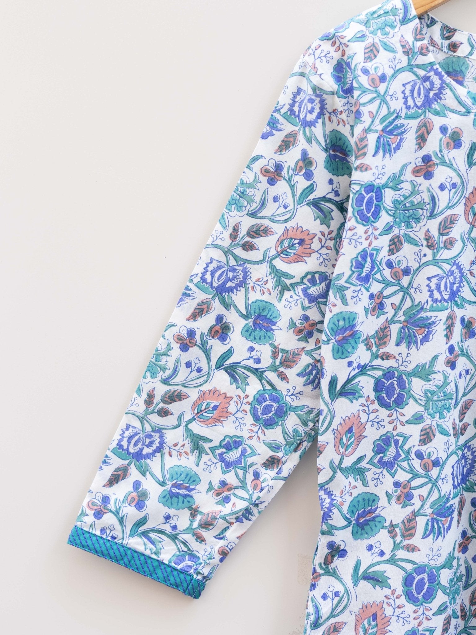 Cotton Block Printed Straight Kurta - AINA