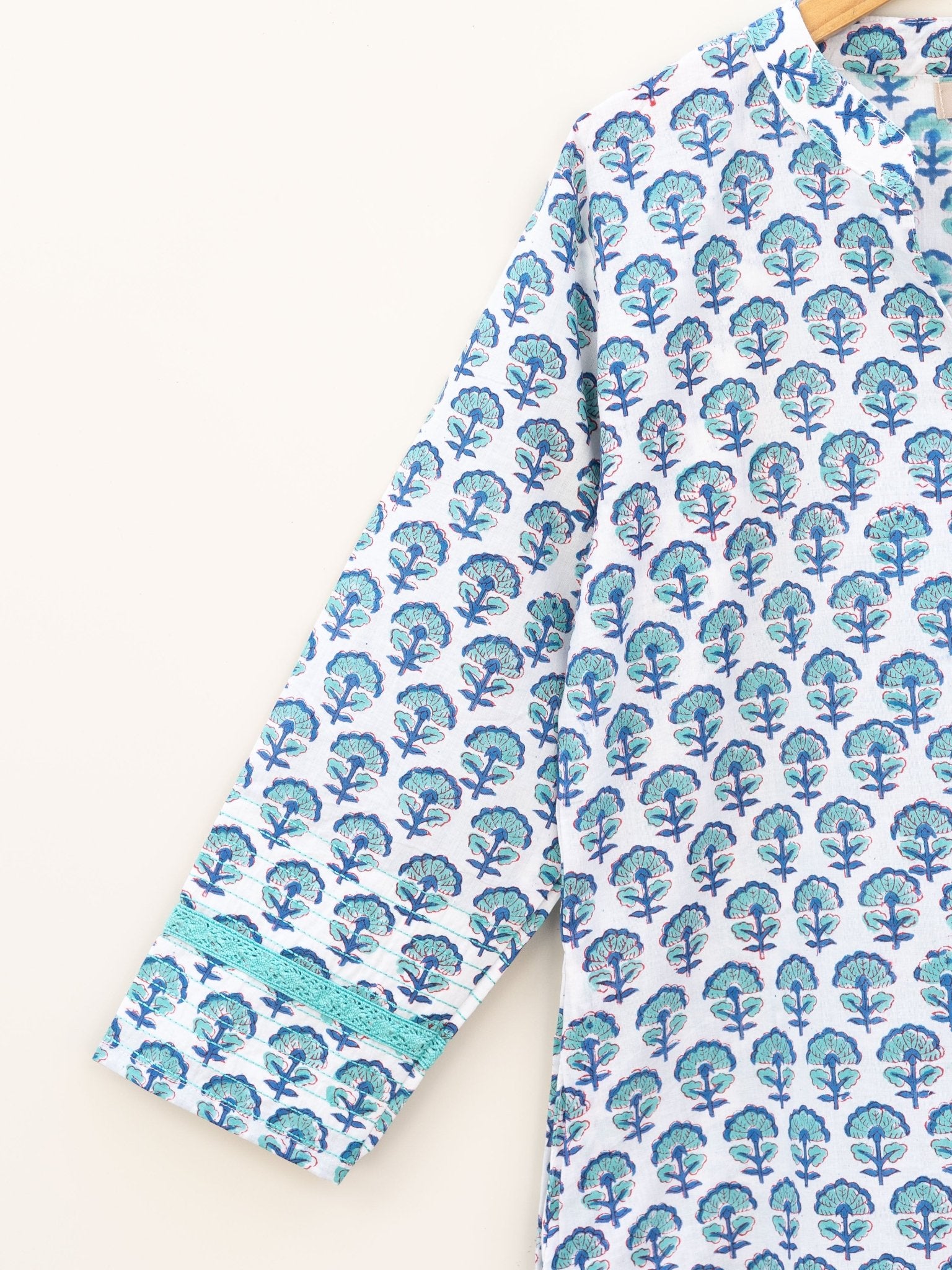 Cotton Block Printed Straight Kurta - AINA