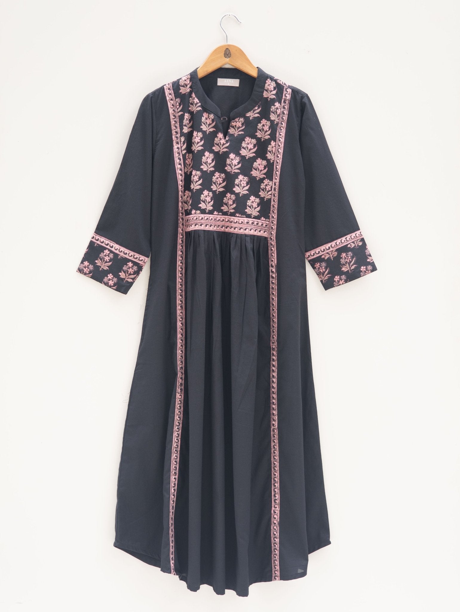 Cotton Discharge Block Printed A-Line Kurta - AINA