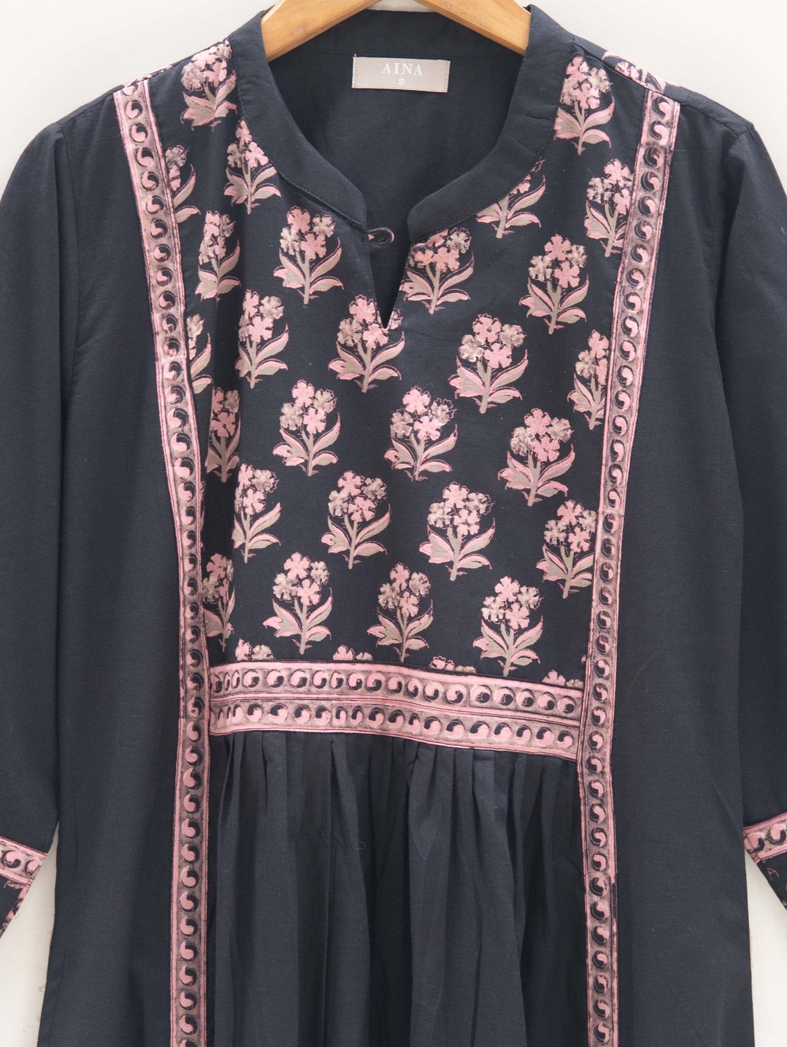 Cotton Discharge Block Printed A-Line Kurta - AINA