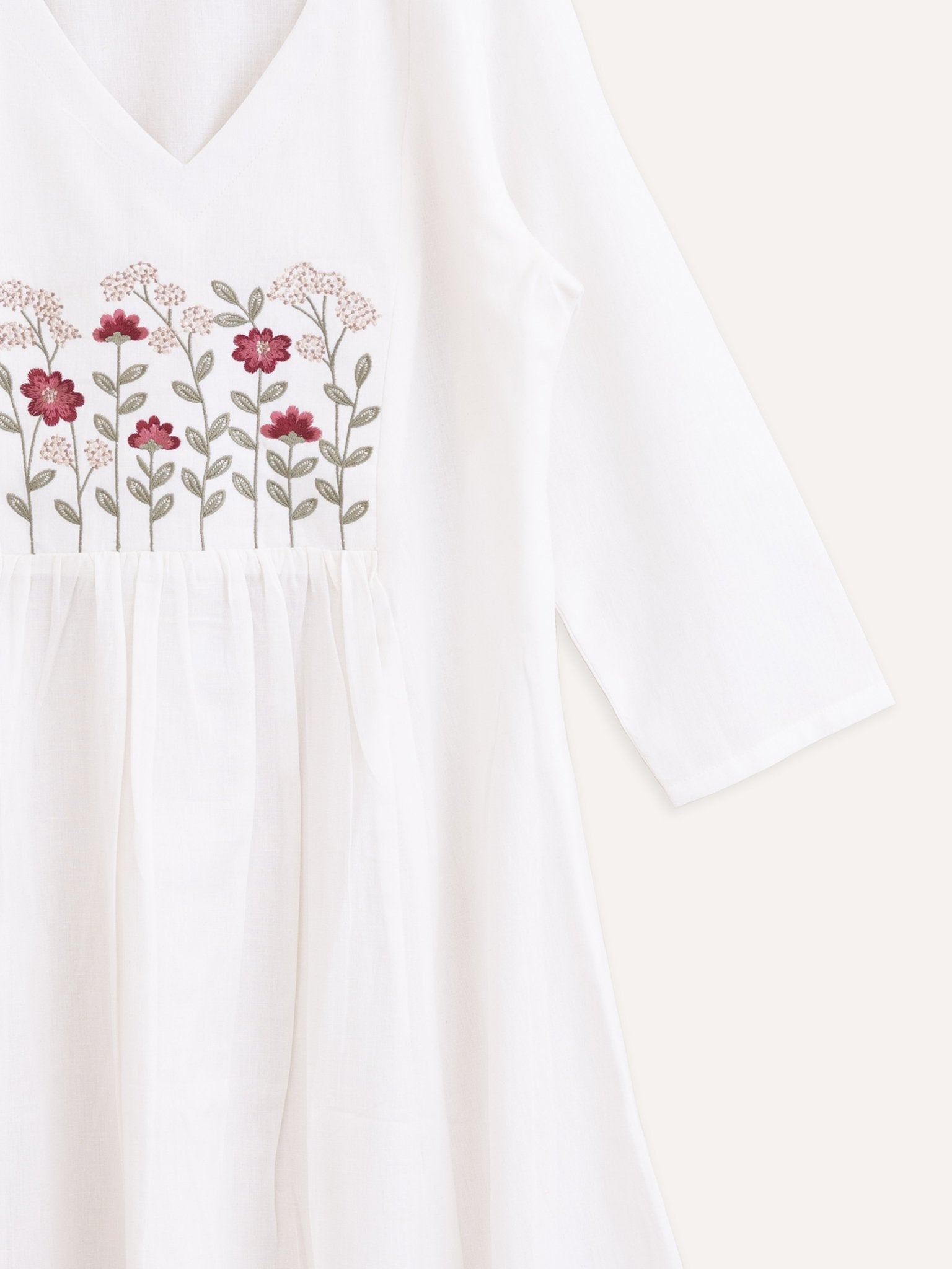 Cotton Embroidered A-Line Kurta - AINA