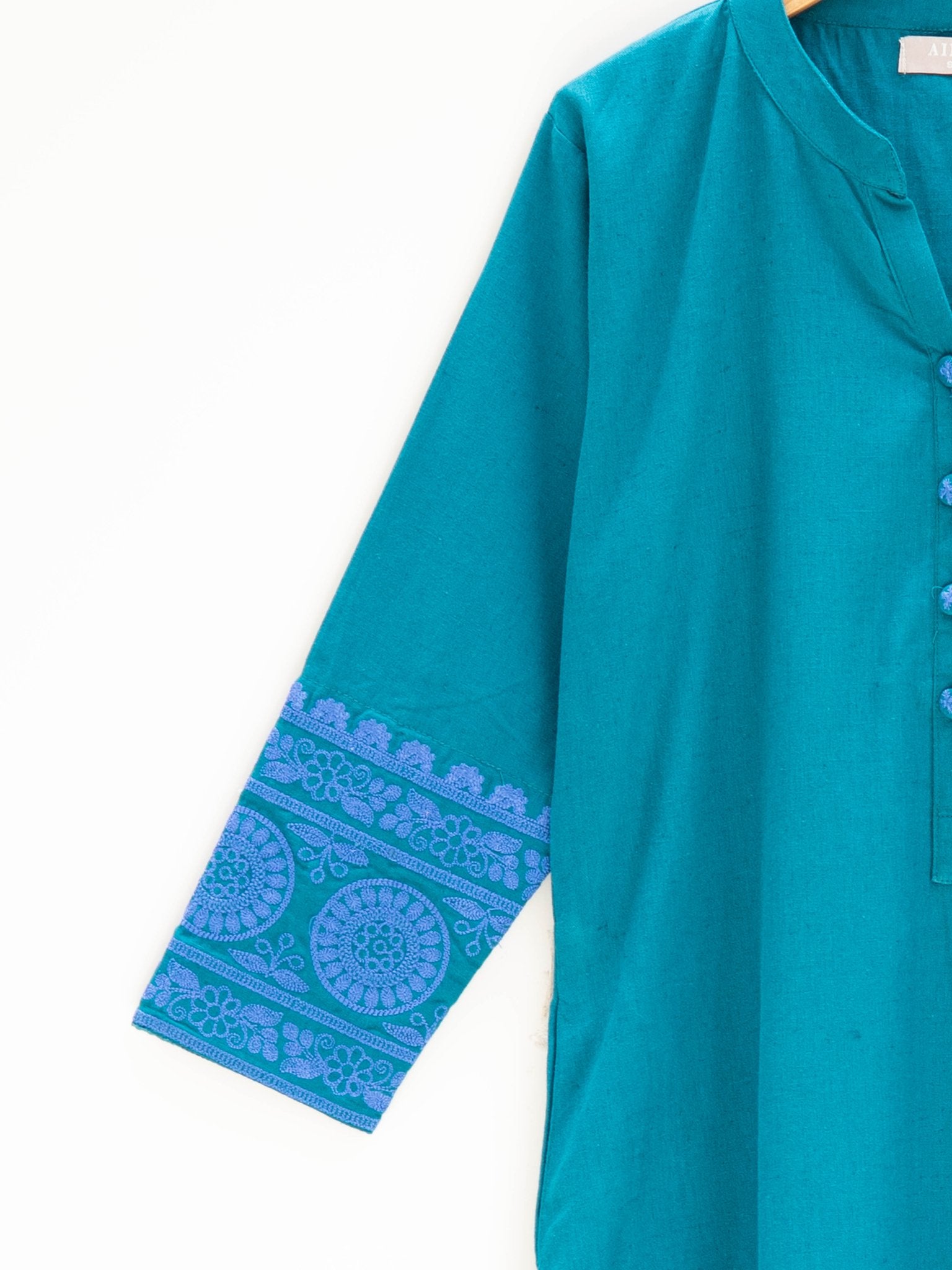 Cotton Embroidered Straight Kurta - AINA