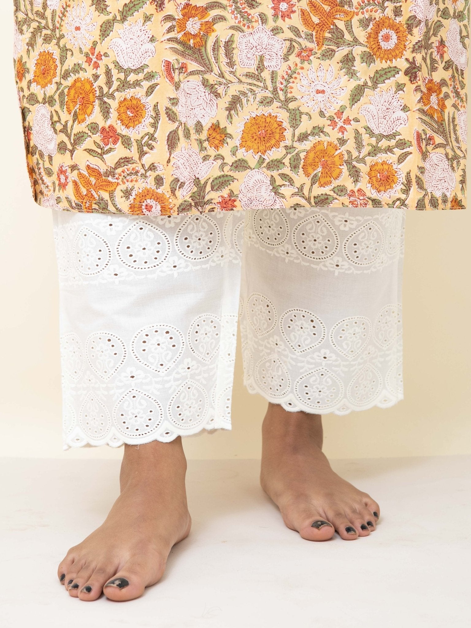 Cotton Embroidered Straight Pant - AINA