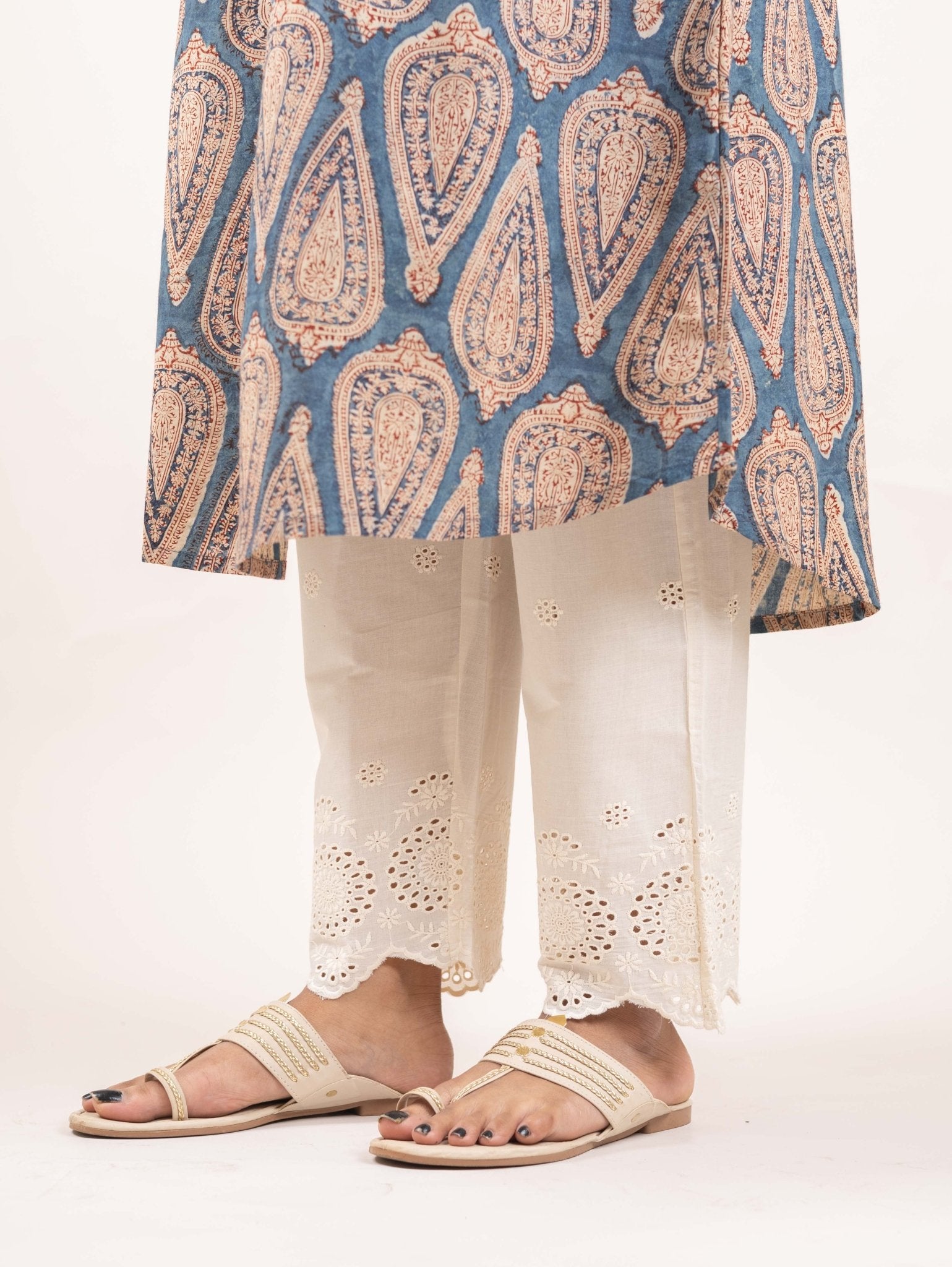 Cotton Embroidered Straight Pant - AINA