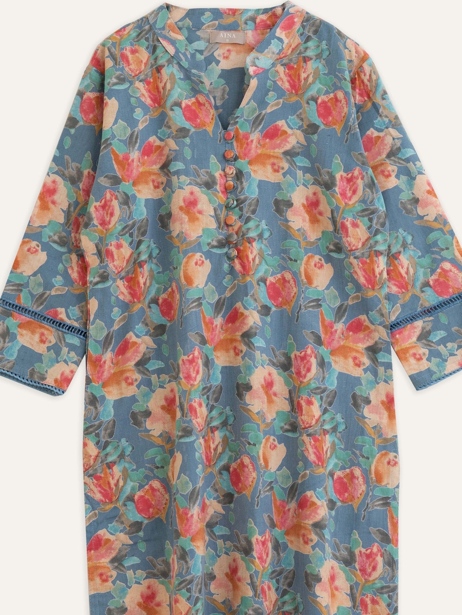 Cotton Flax Printed Straight Kurta - AINA