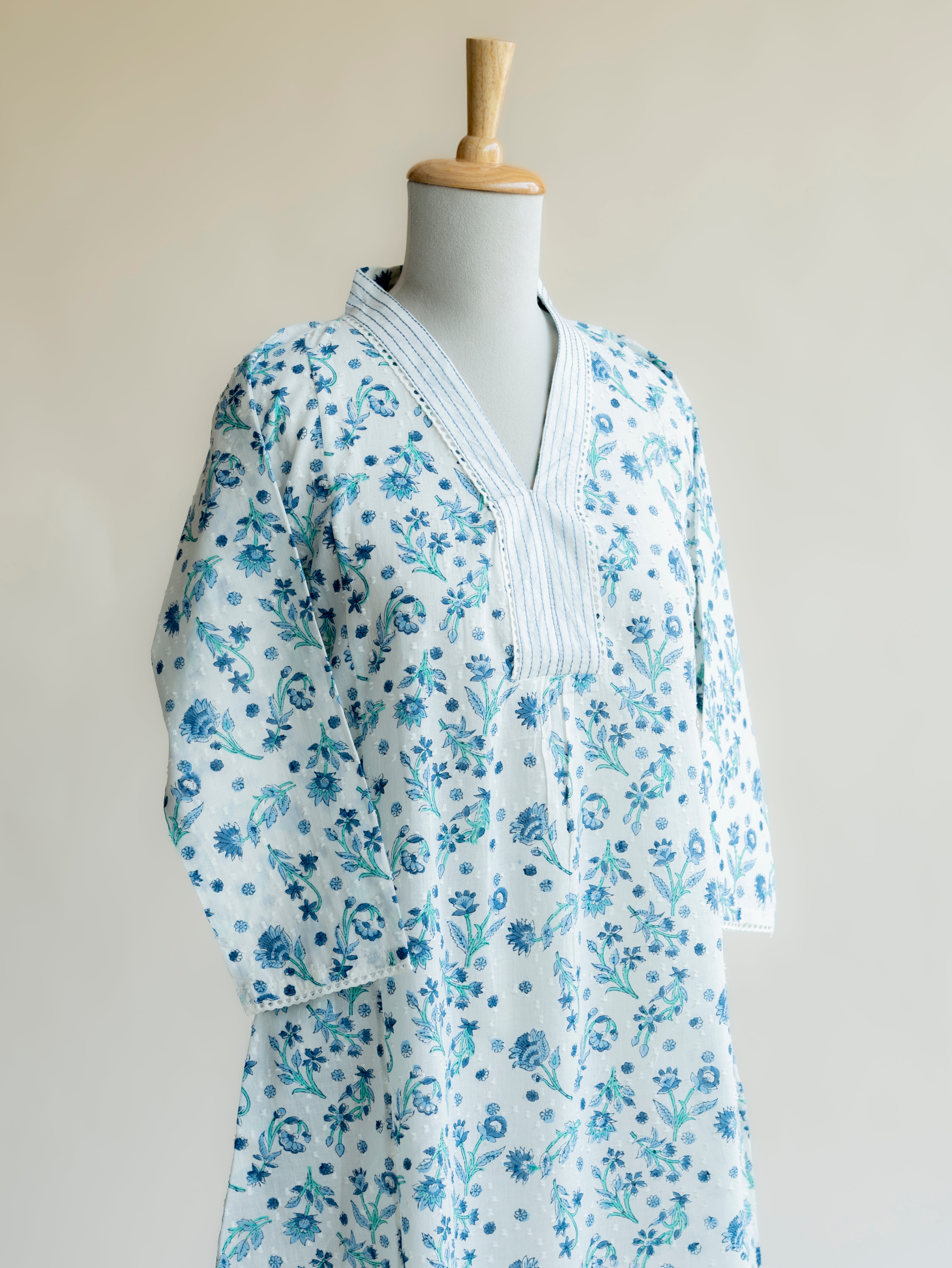 Raja Cotton Block Printed A Line Kurta