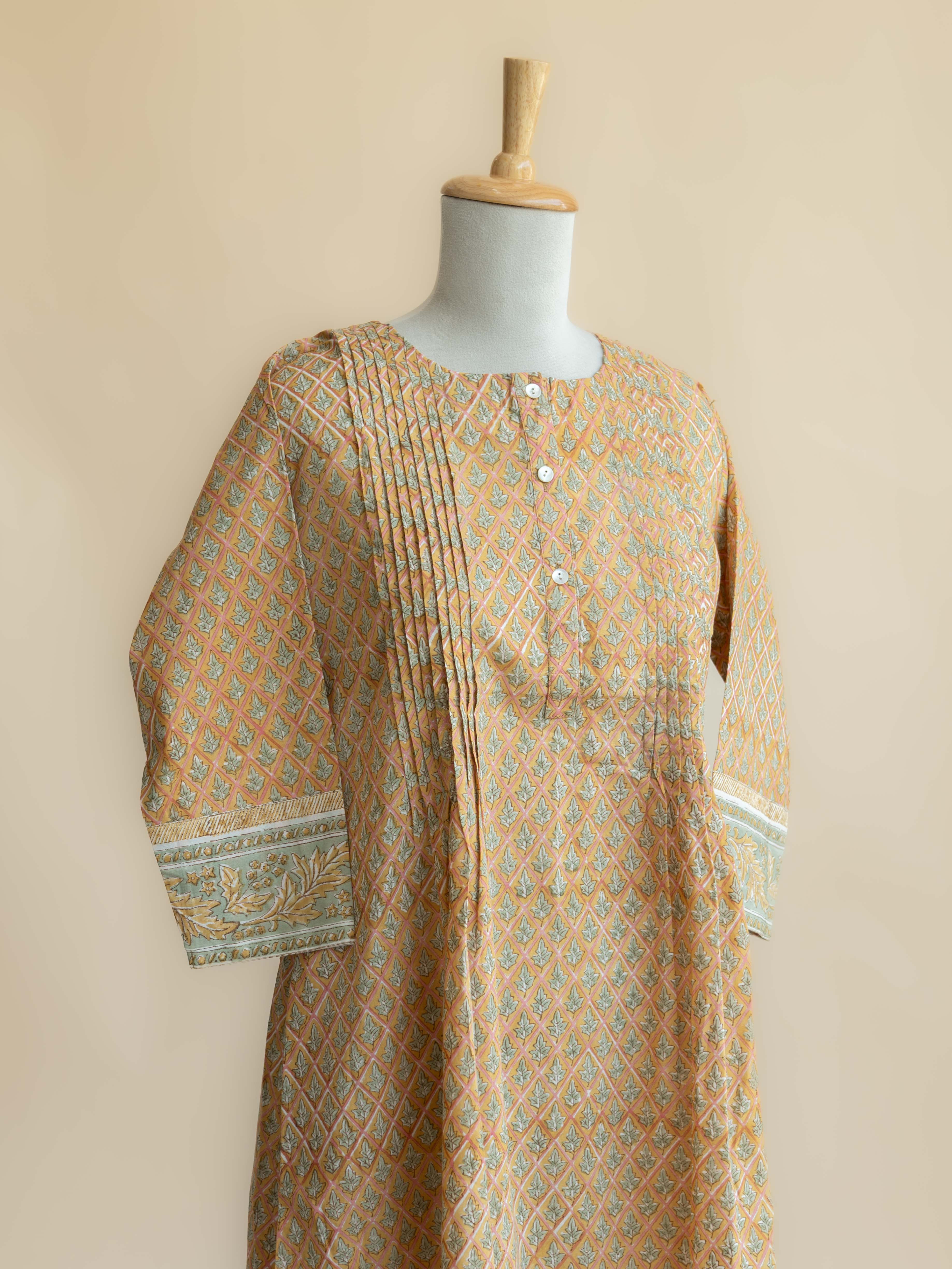 Yashvi  Cotton Block Printed A-Line Kurta