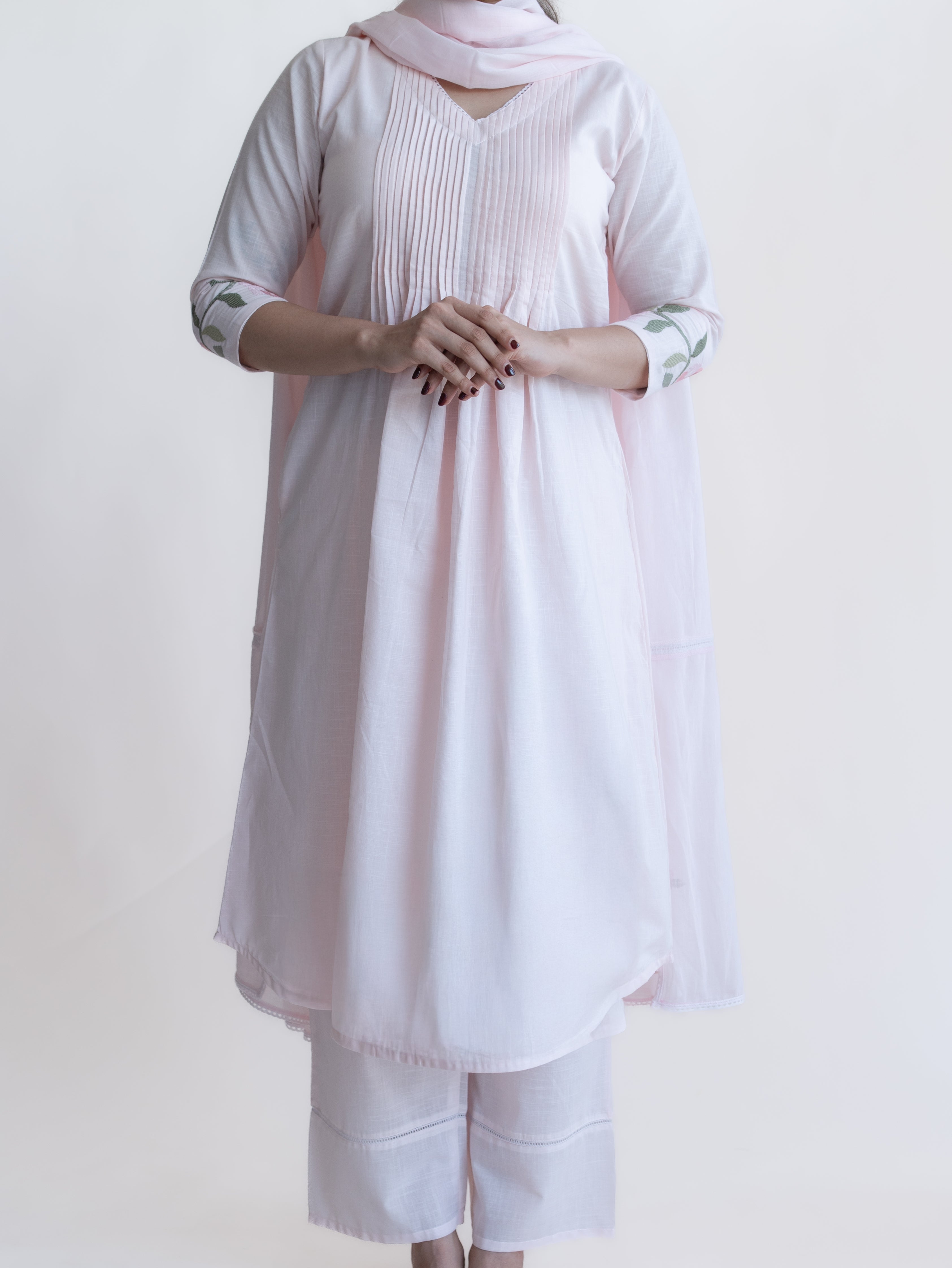 Zimryn Cotton Embroidered A-Line Suit Set