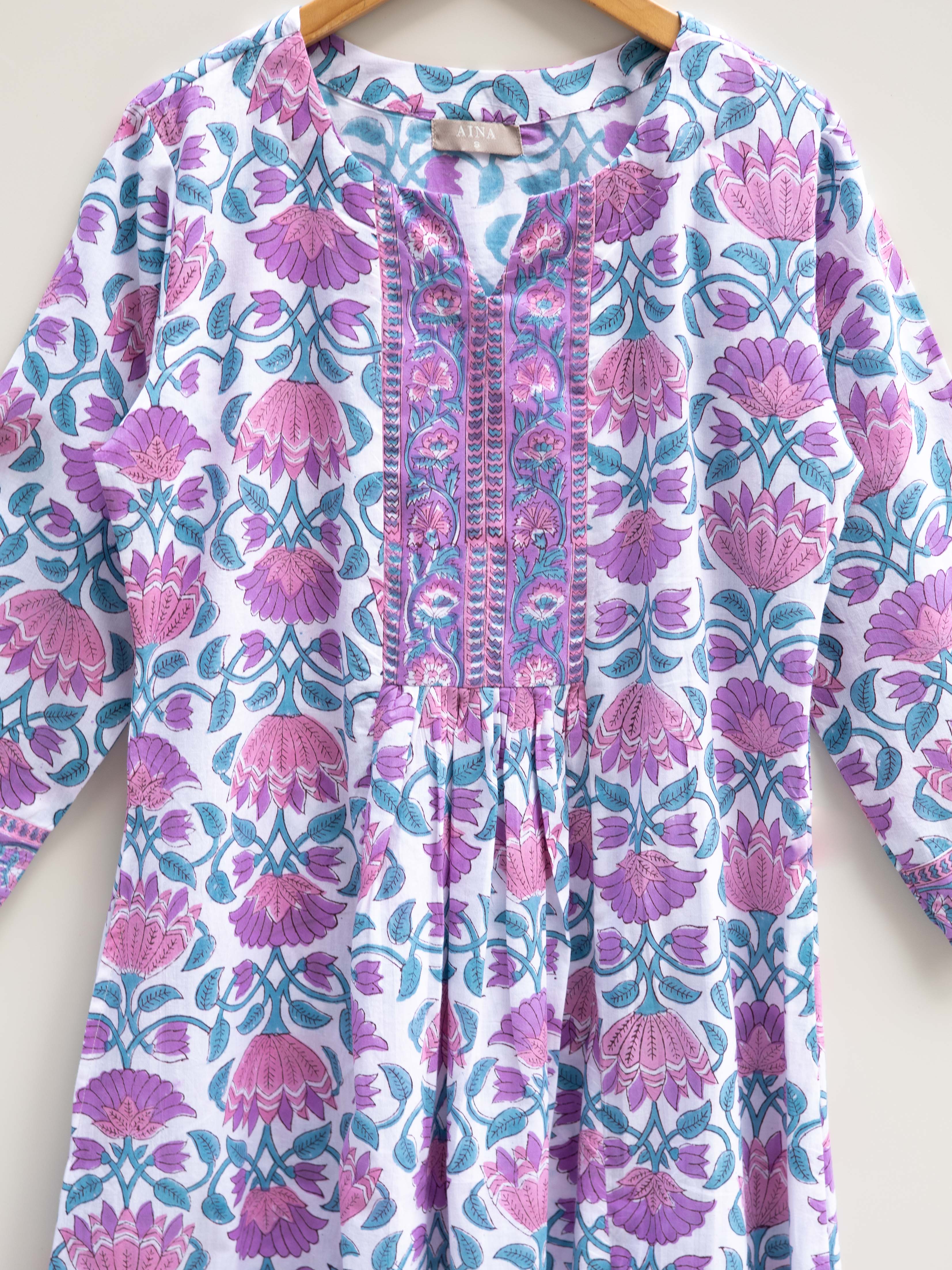Cotton Block Printed A Line Kurta