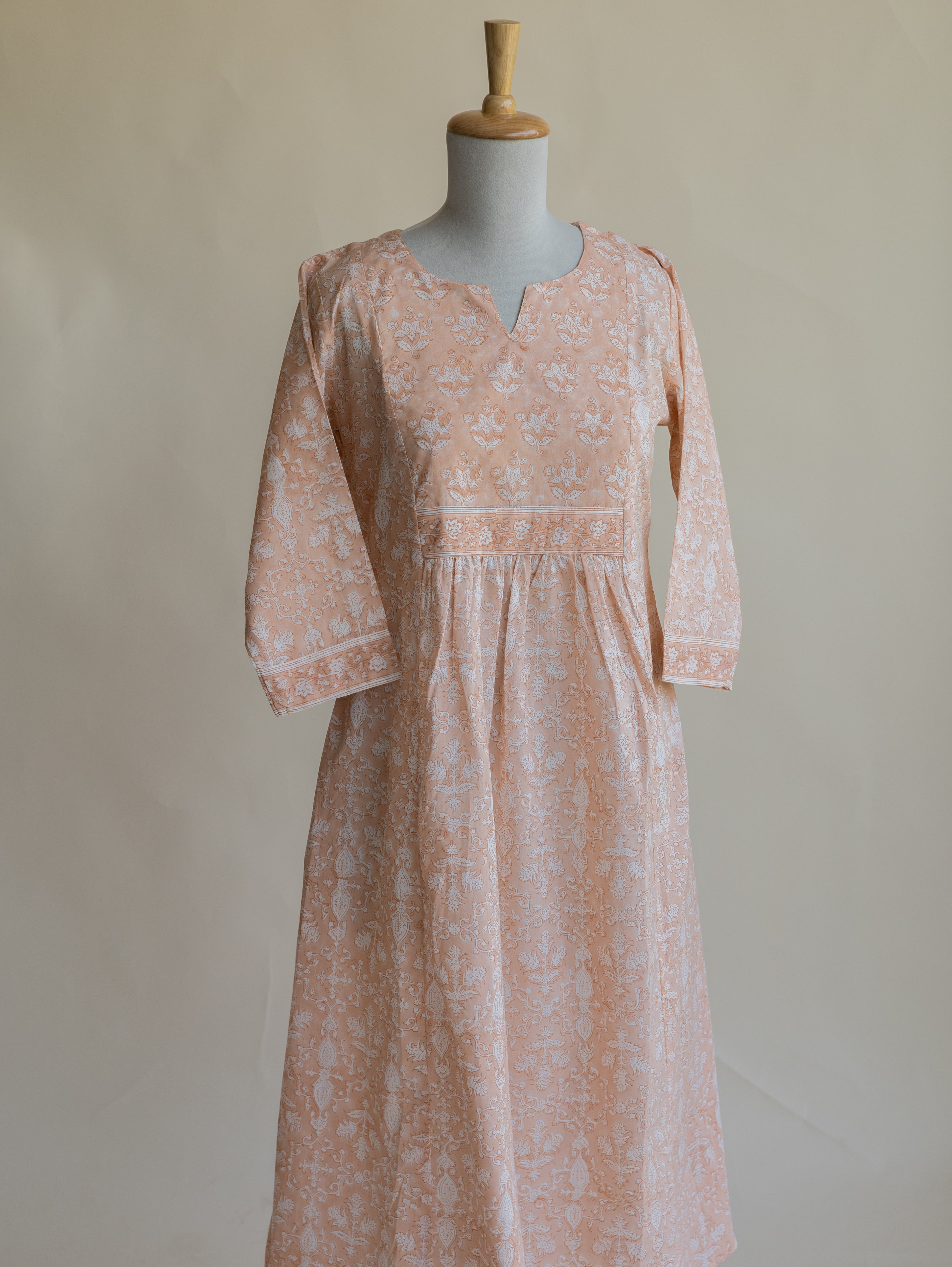 Jahna Cotton Block Printed A-Line Kurta