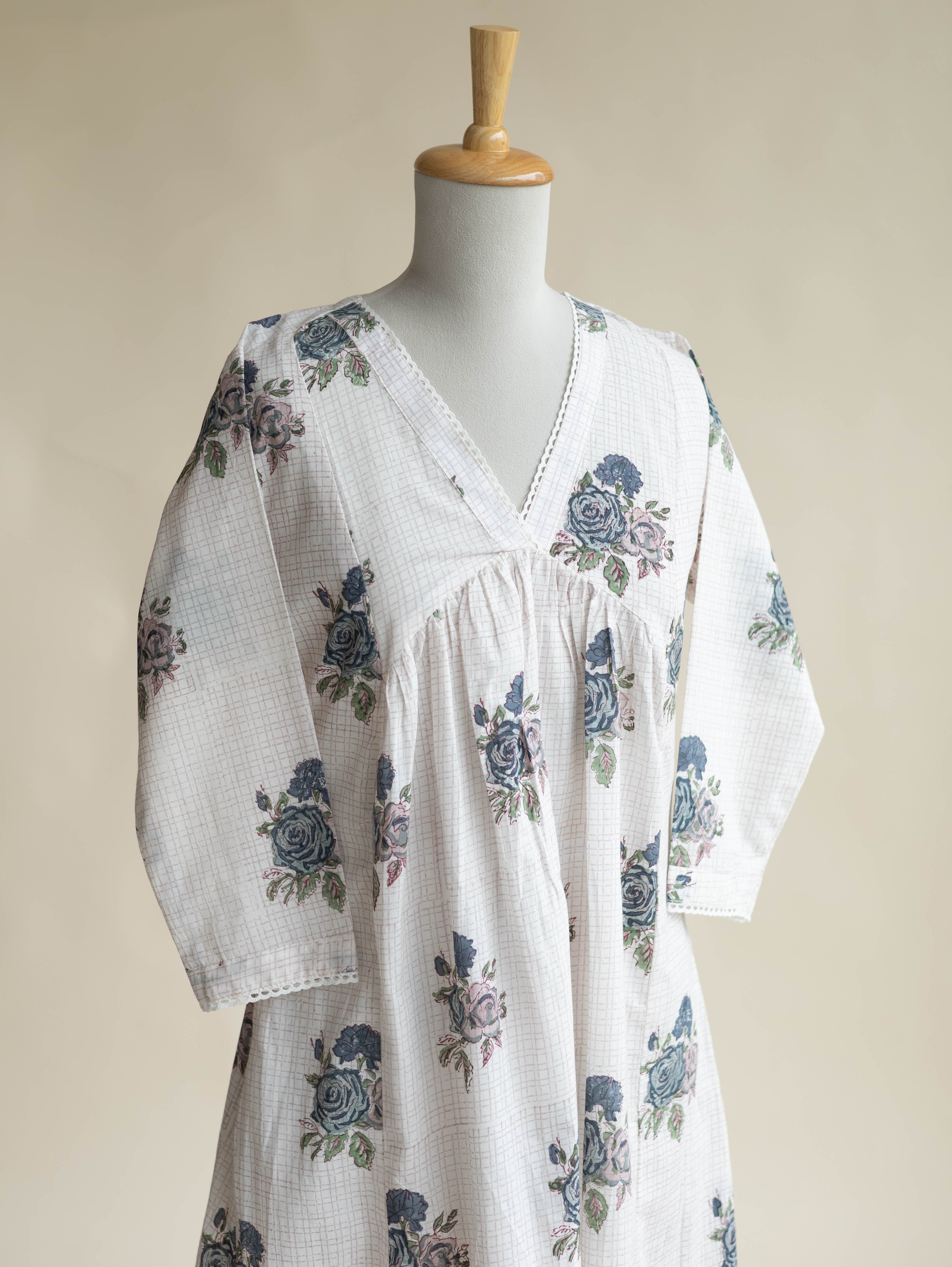 Mirza Cotton Block Printed A-Line Kurta