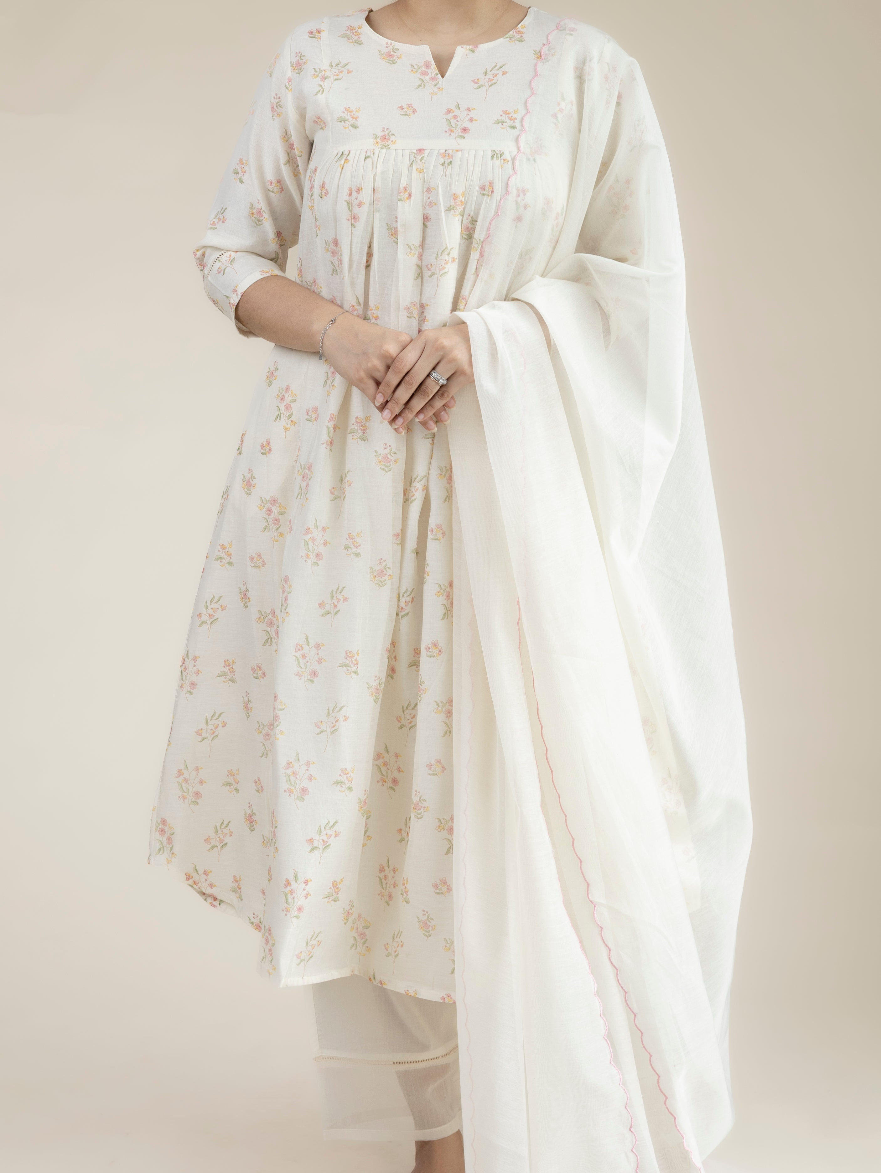 Rehla Chanderi Block Printed A-Line Suit Set
