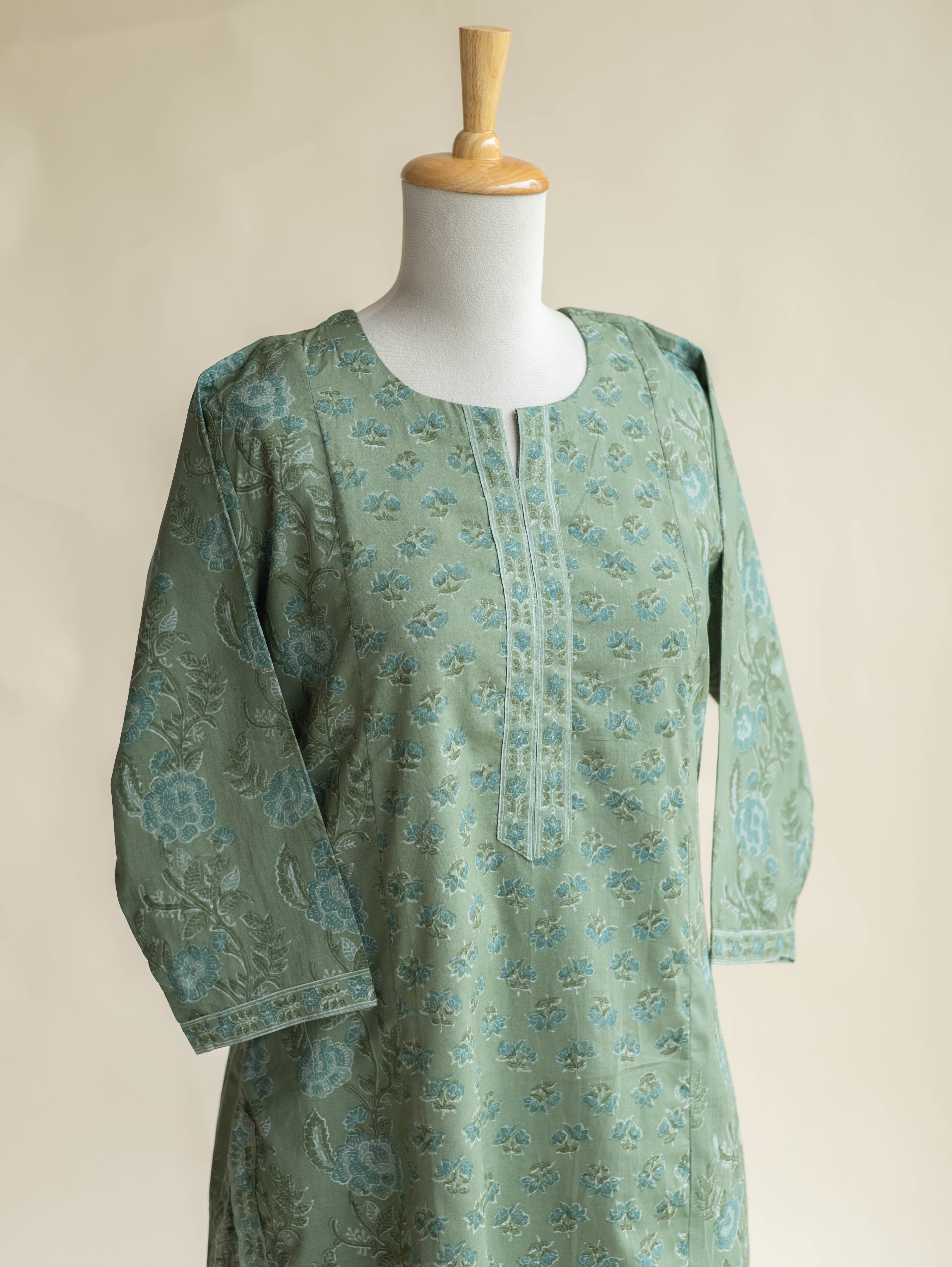 Farida Cotton Block Printed Straight Kurta