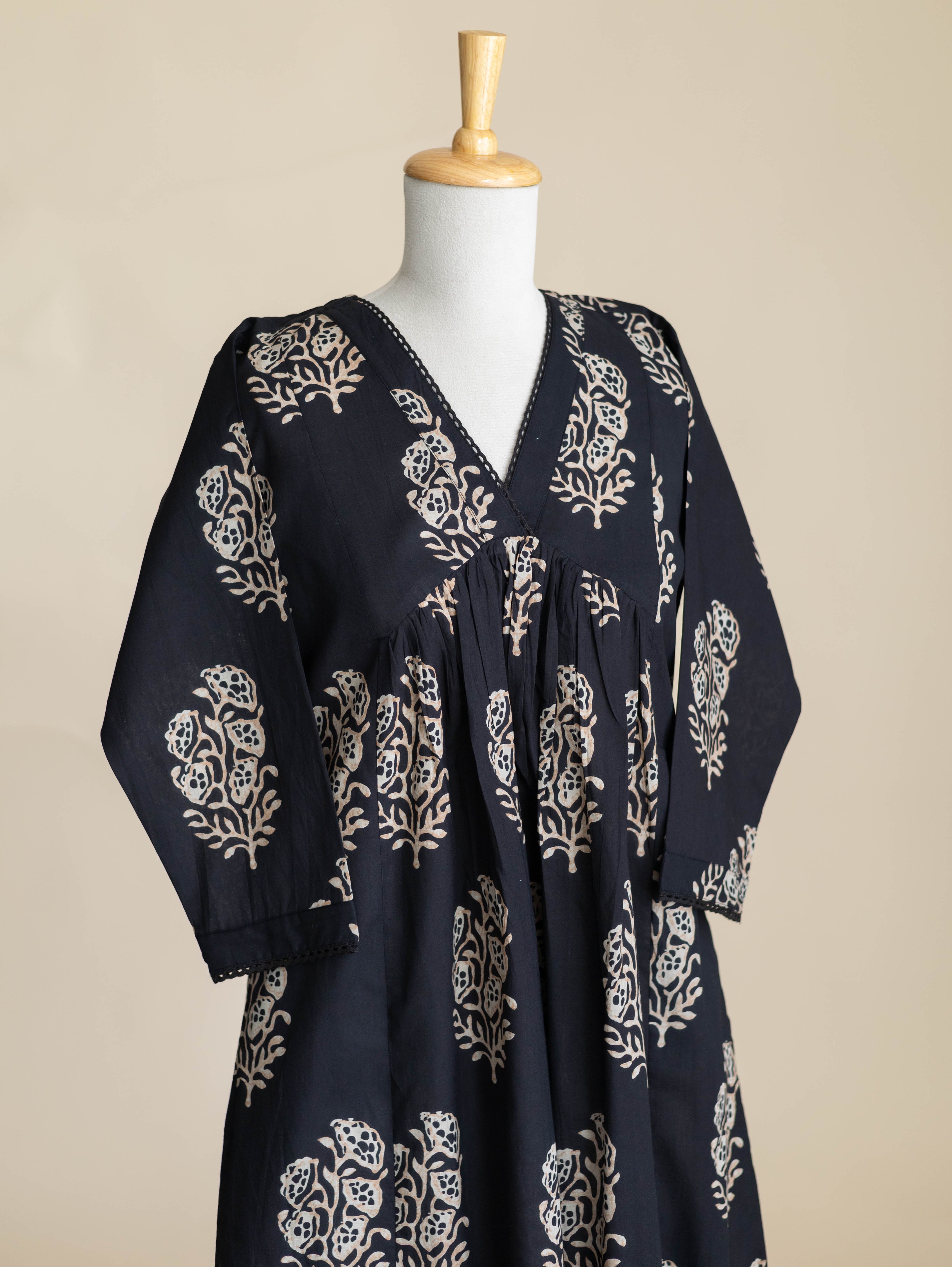 Melna Cotton Printed A-Line Kurta