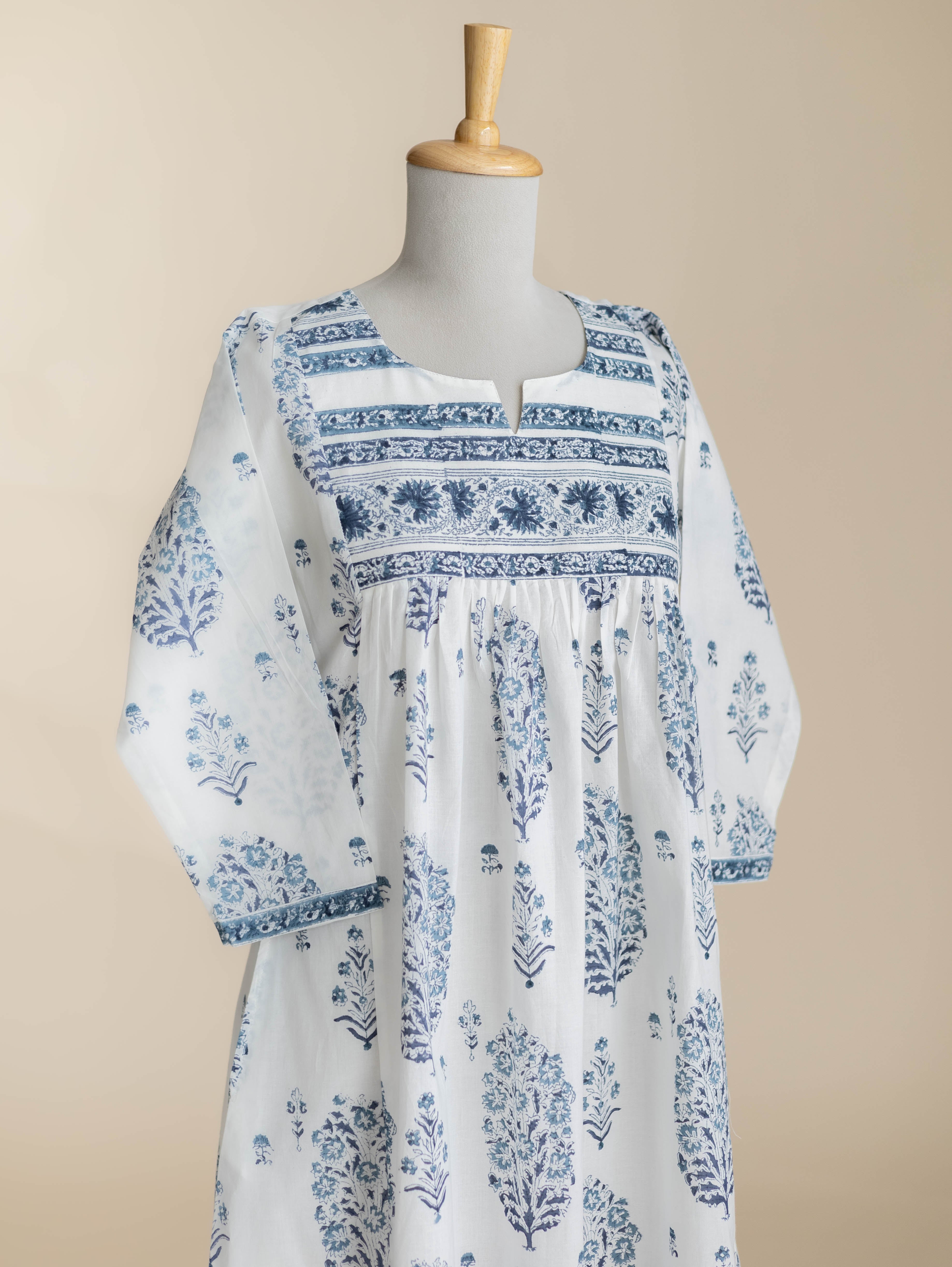 Eleena Cotton Block Printed A-Line Kurta