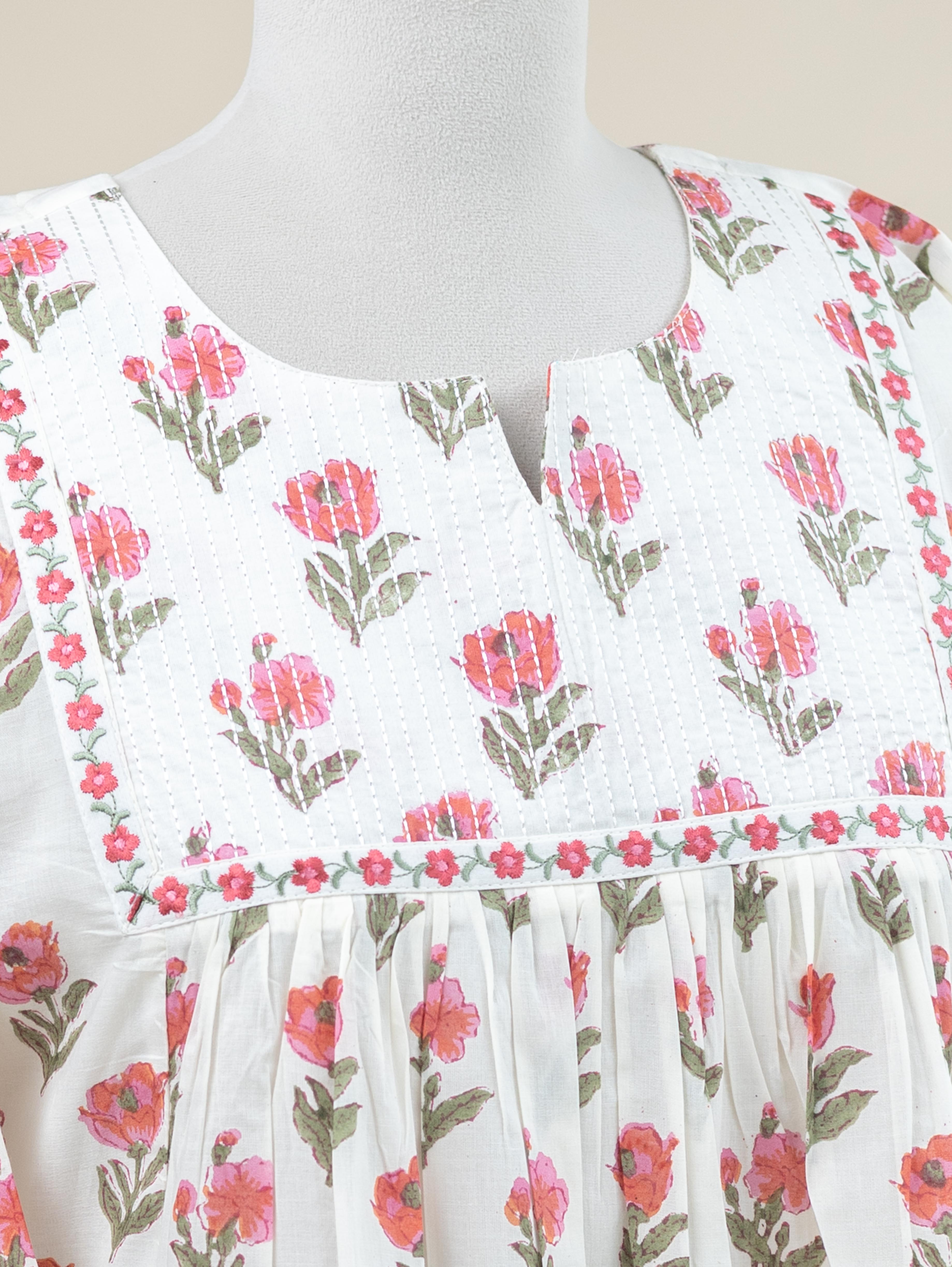 Zamana Cotton Block Printed A-Line Kurta