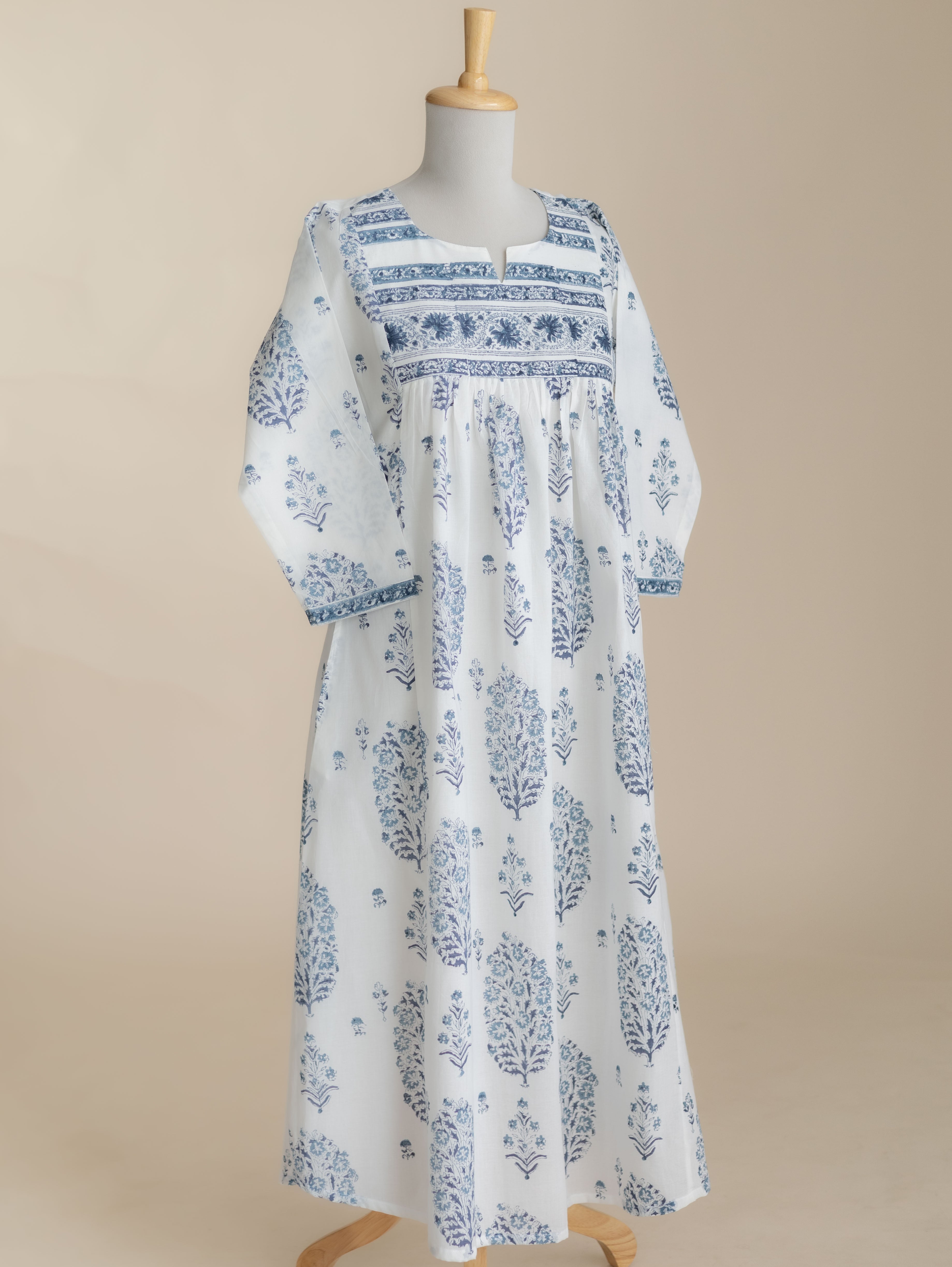 Eleena Cotton Block Printed A-Line Kurta