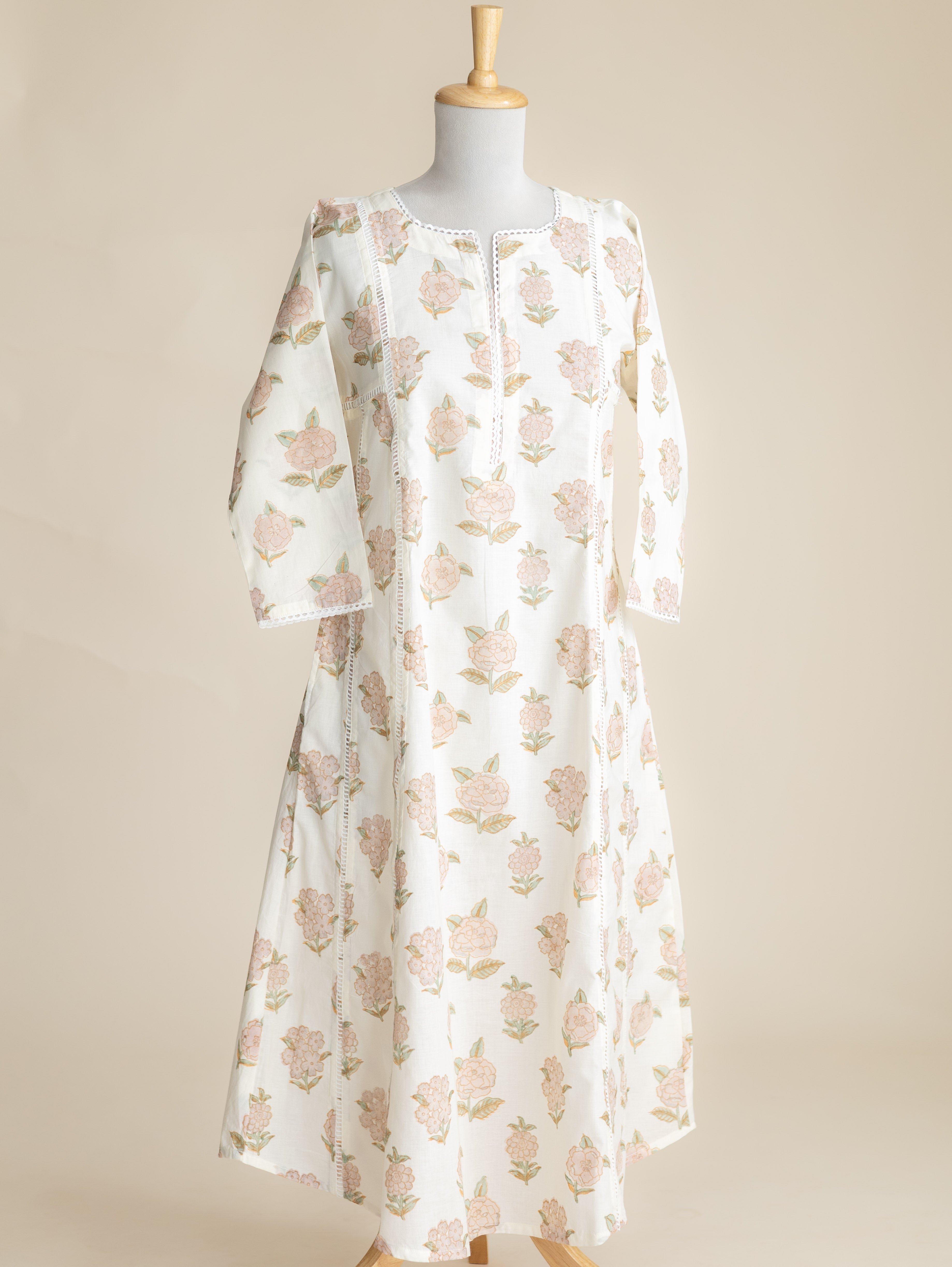 Razmi Cotton Block Printed A-Line Kurta