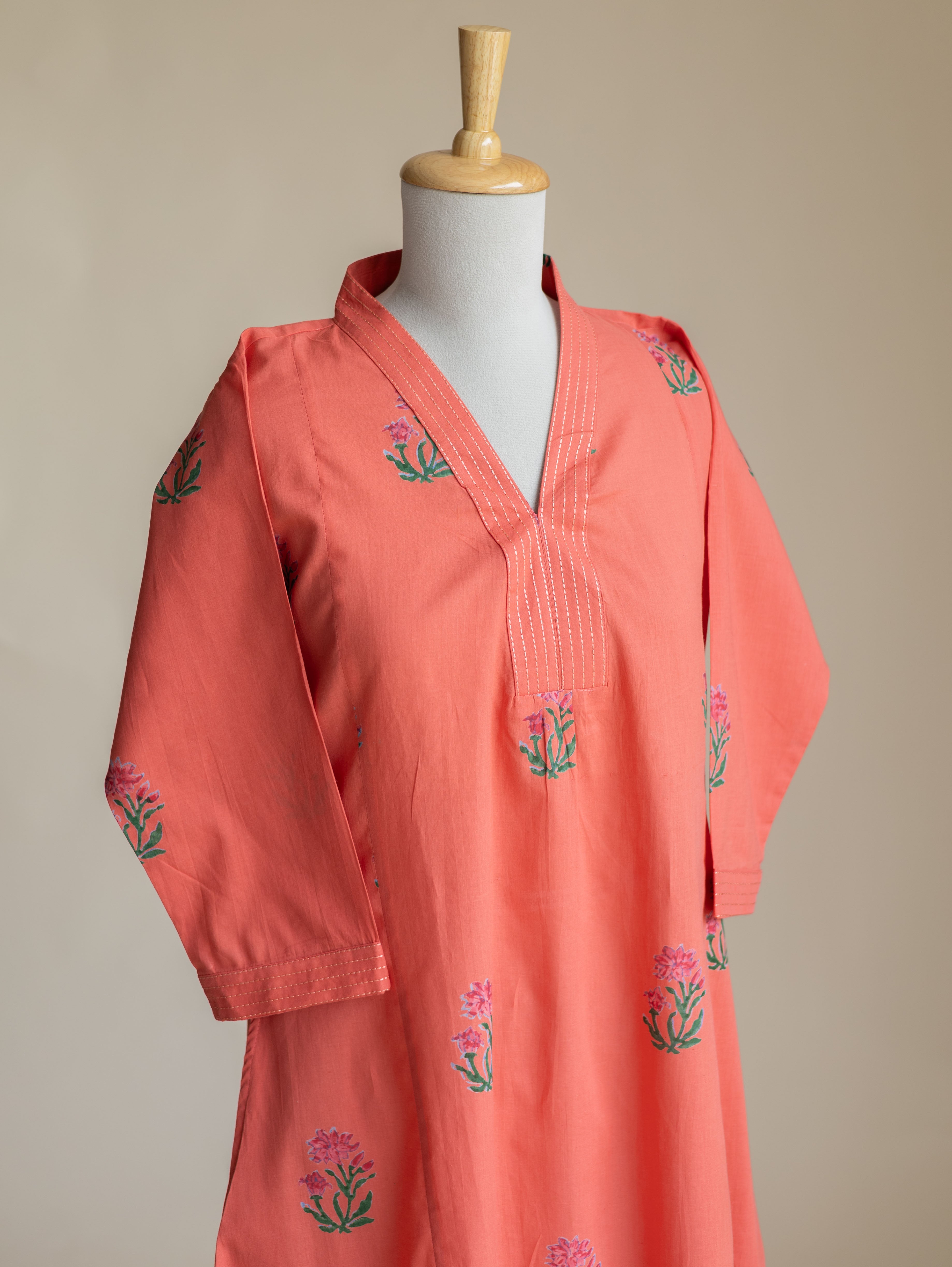 Baani Cotton Block Printed A-Line Kurta