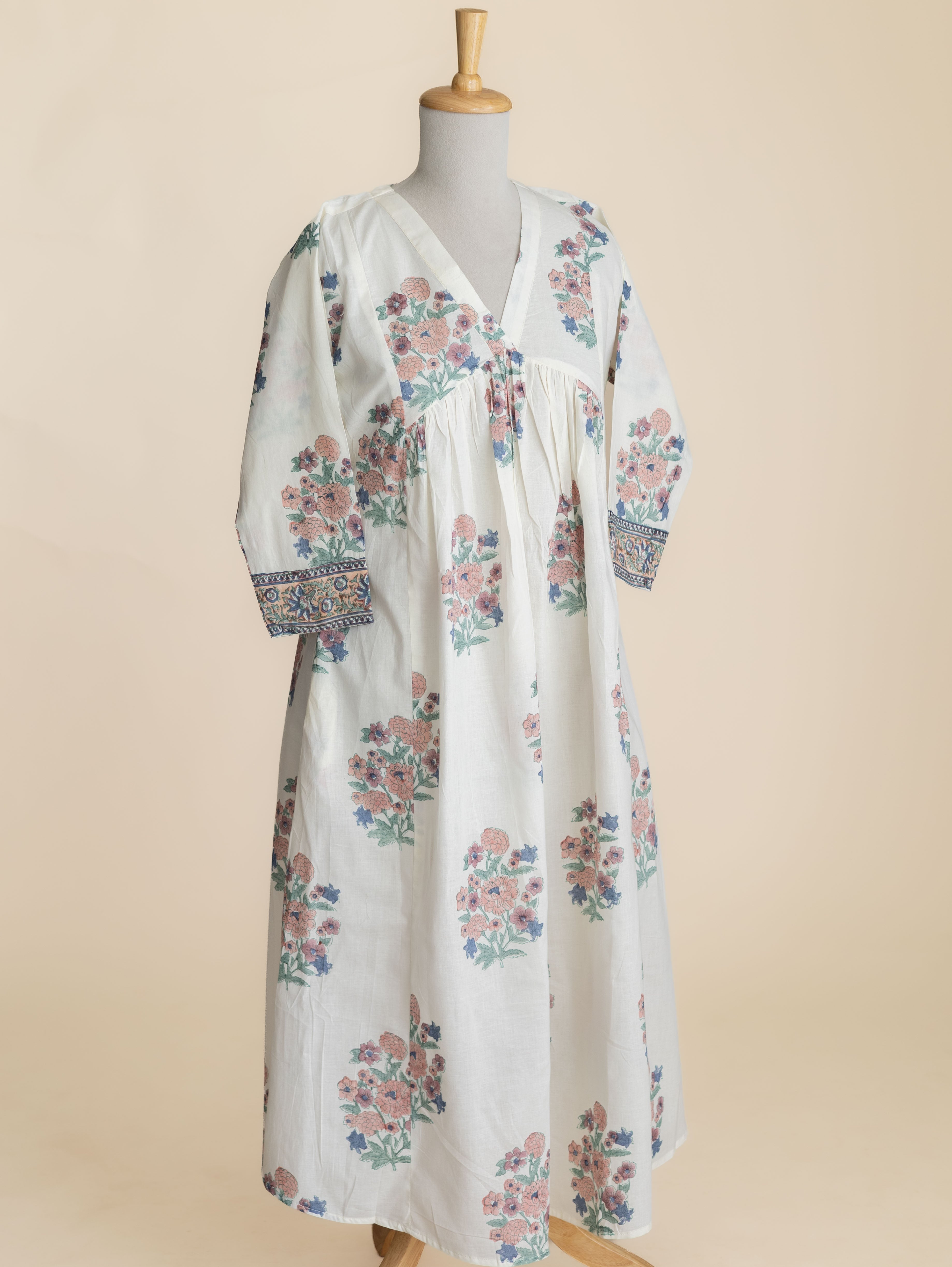 Evana Cotton Block Printed A-Line Kurta