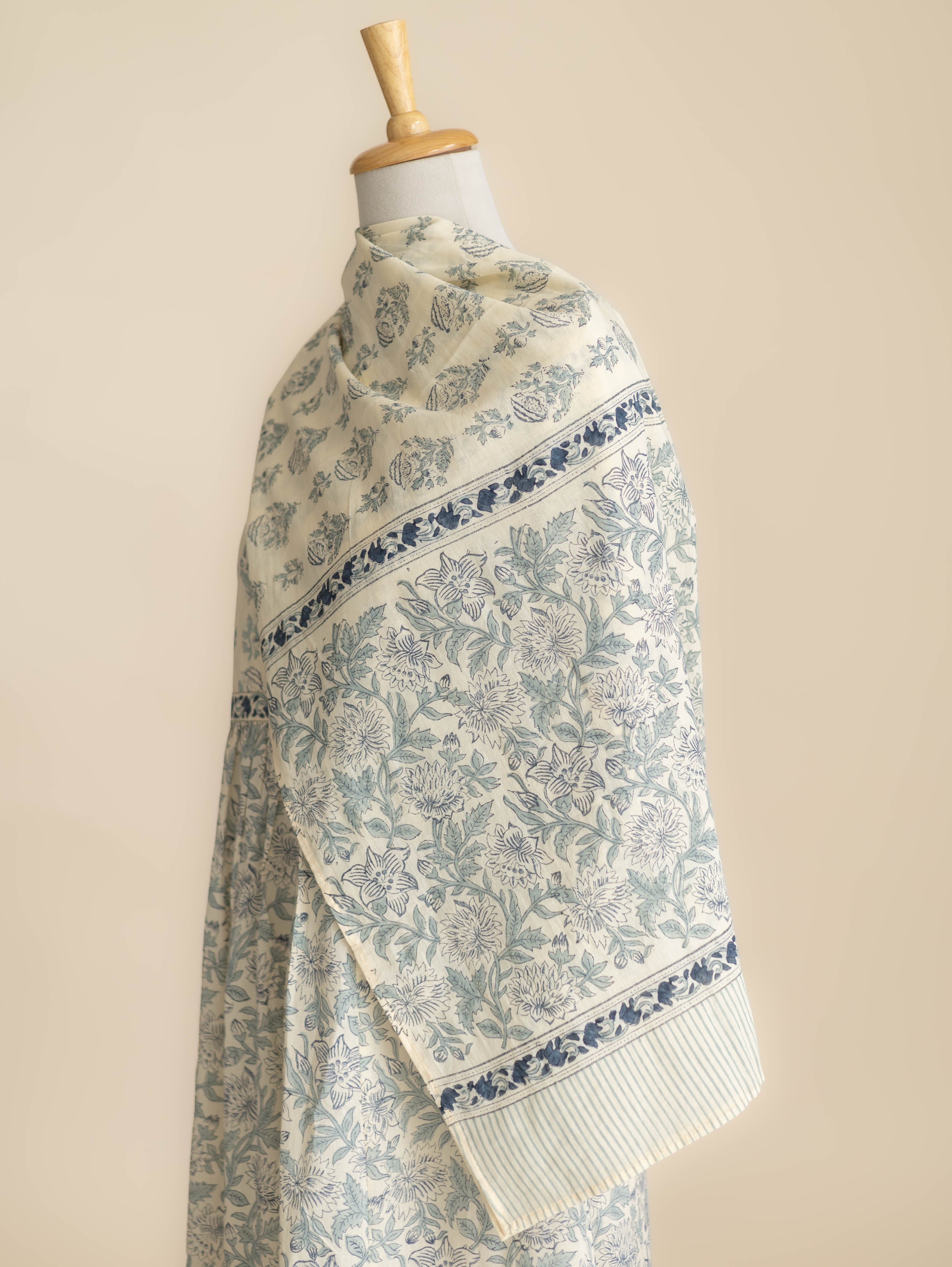 Ramla Cotton Block Printed A-Line Suit Set