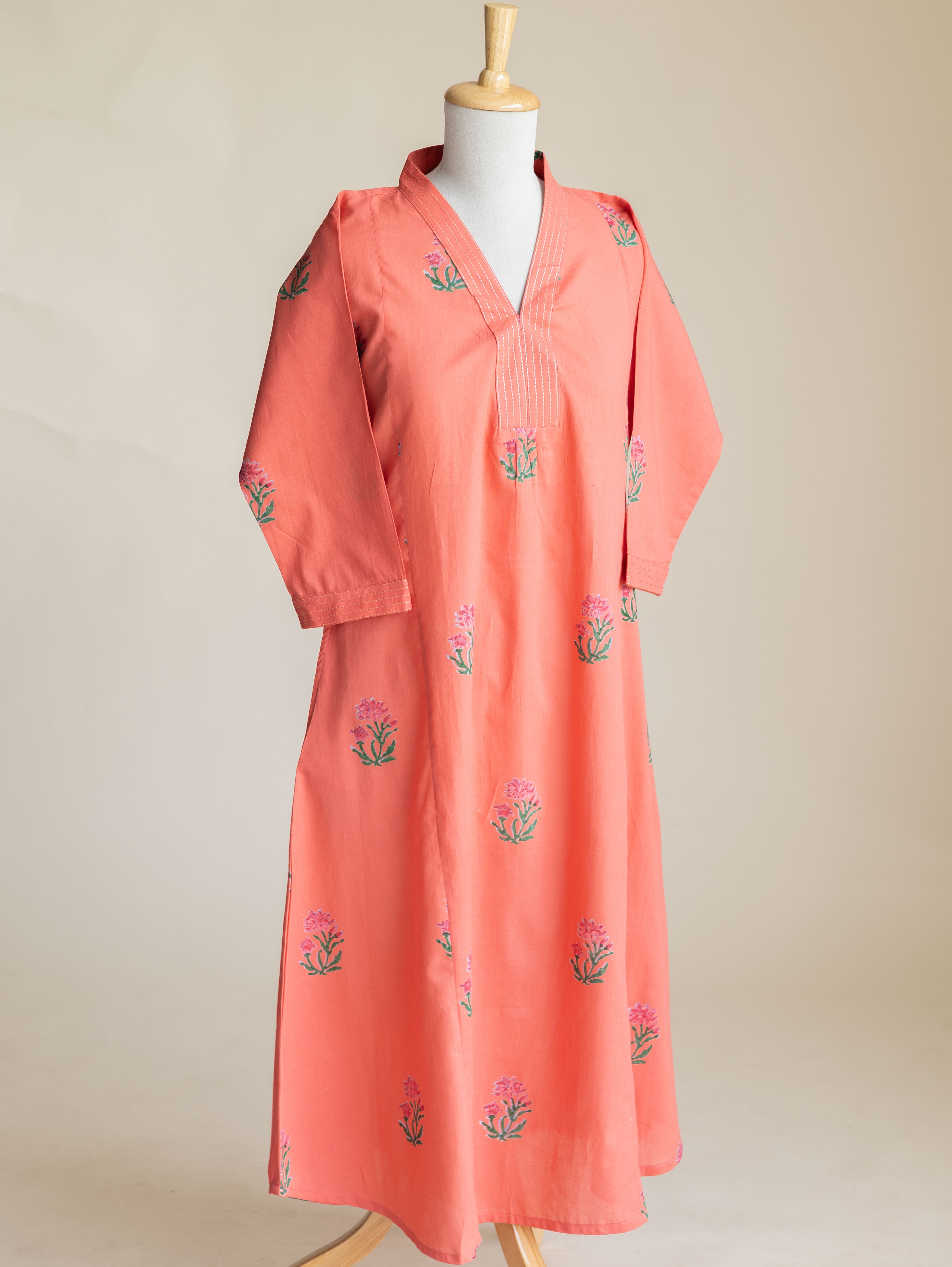 Baani Cotton Block Printed A-Line Kurta