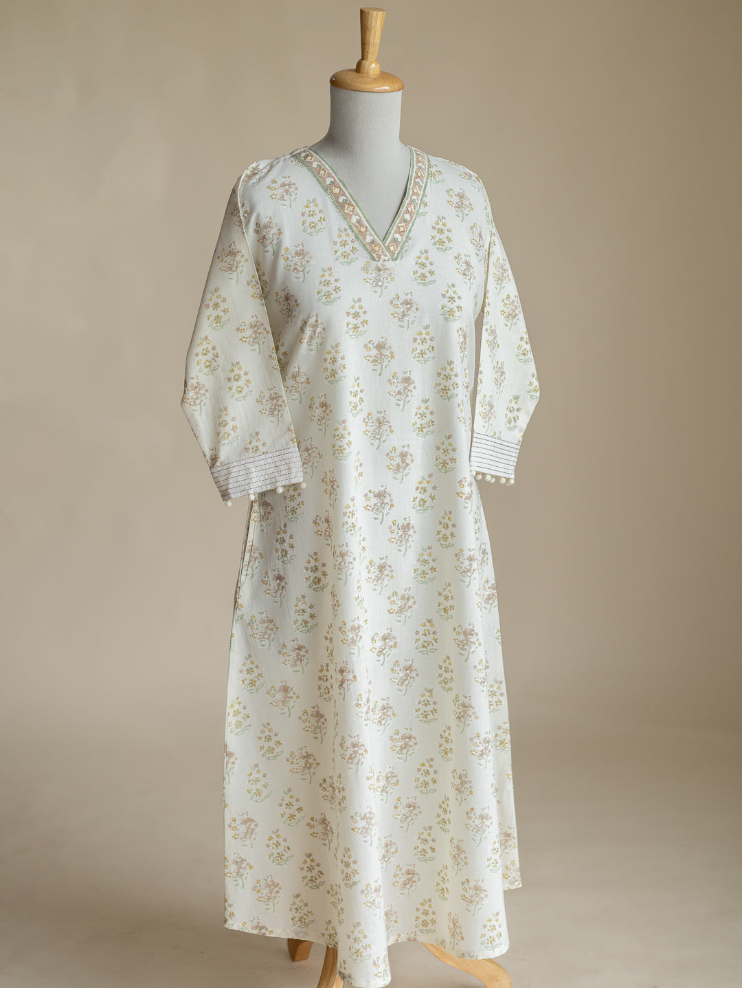 Rayna Cotton Block Printed A-Line Kurta
