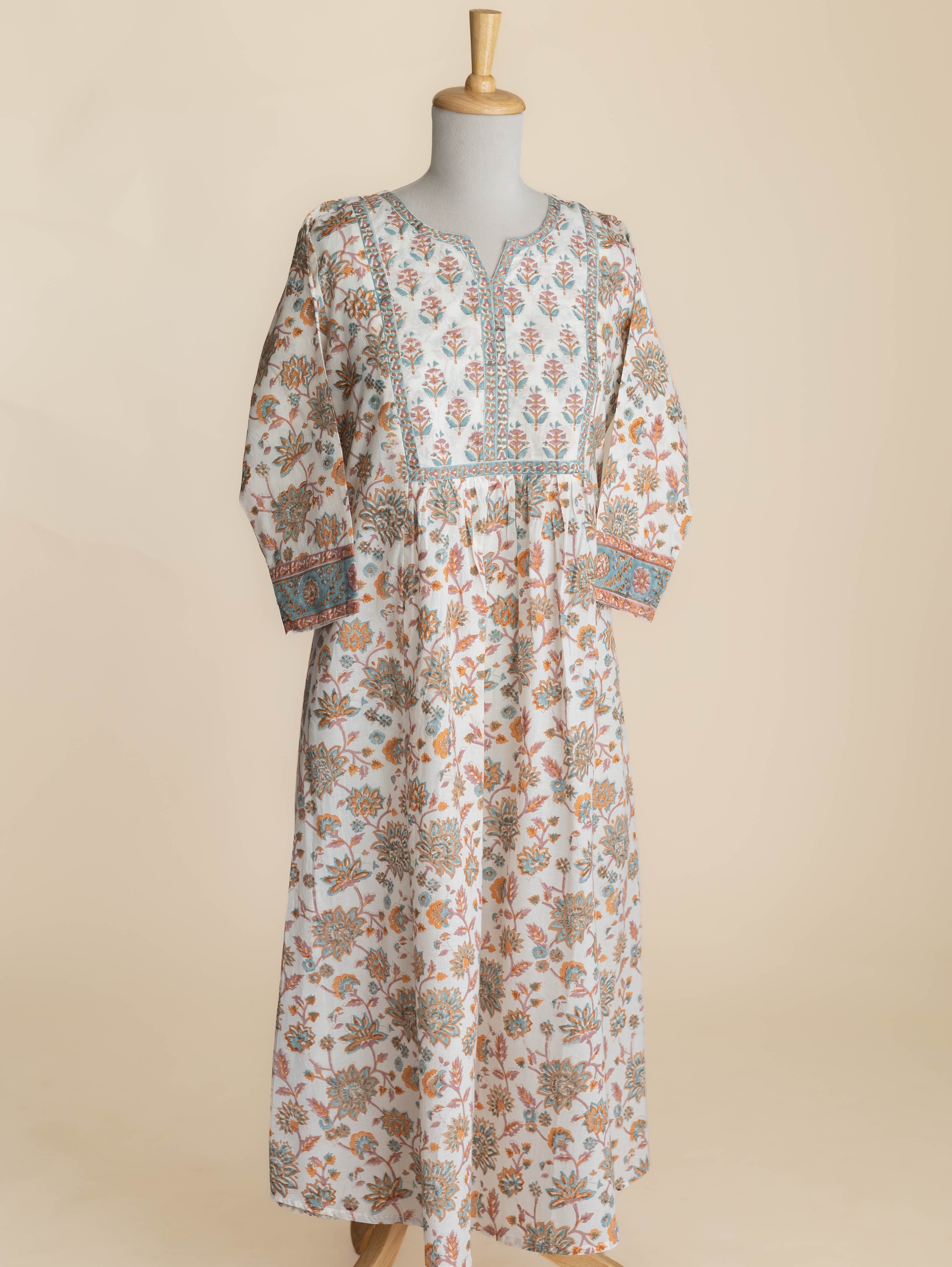 Neysa Cotton Block Printed A-Line Kurta