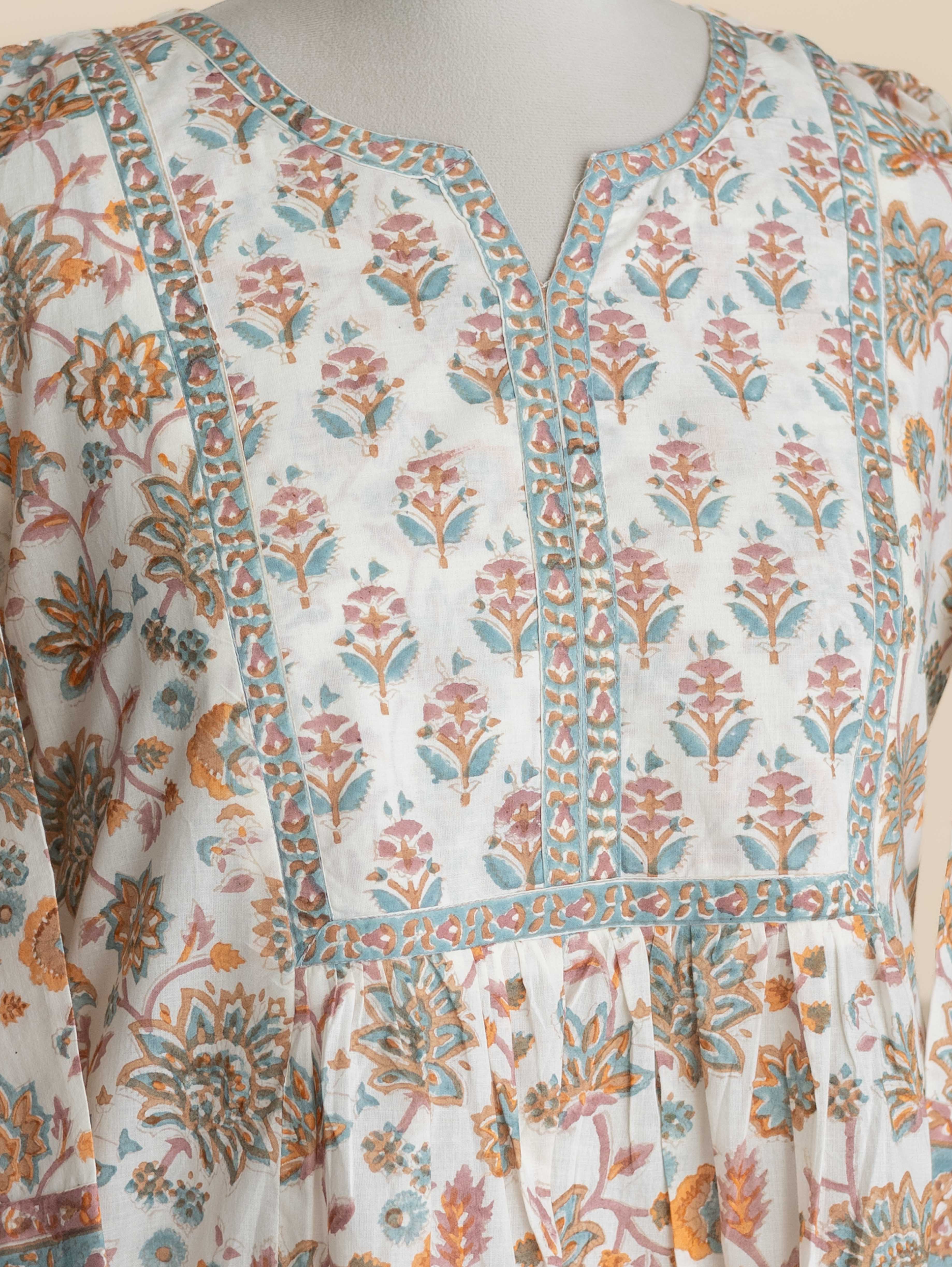 Neysa Cotton Block Printed A-Line Kurta