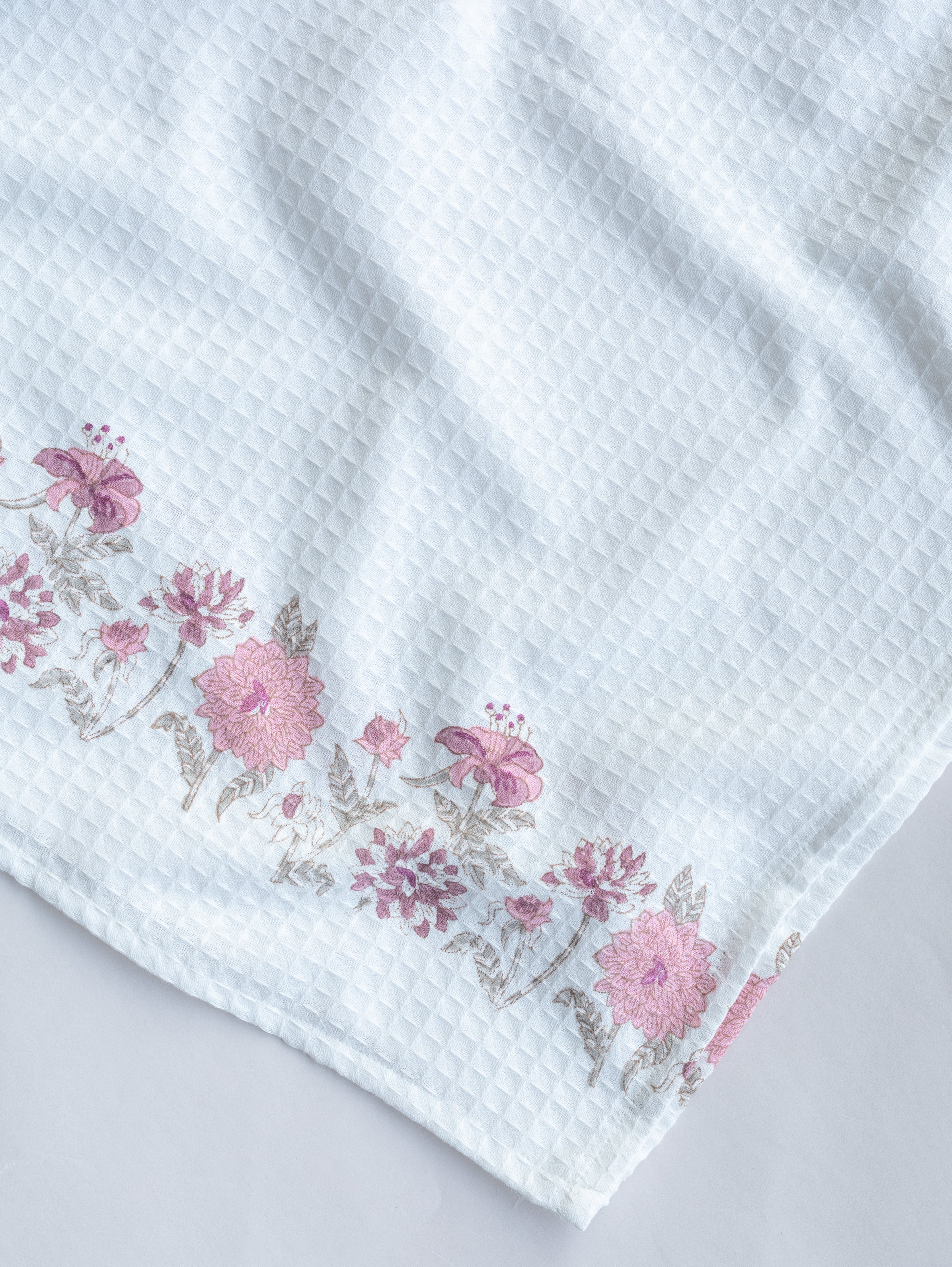 Cotton Block Printed Honeycomb Bath Towel