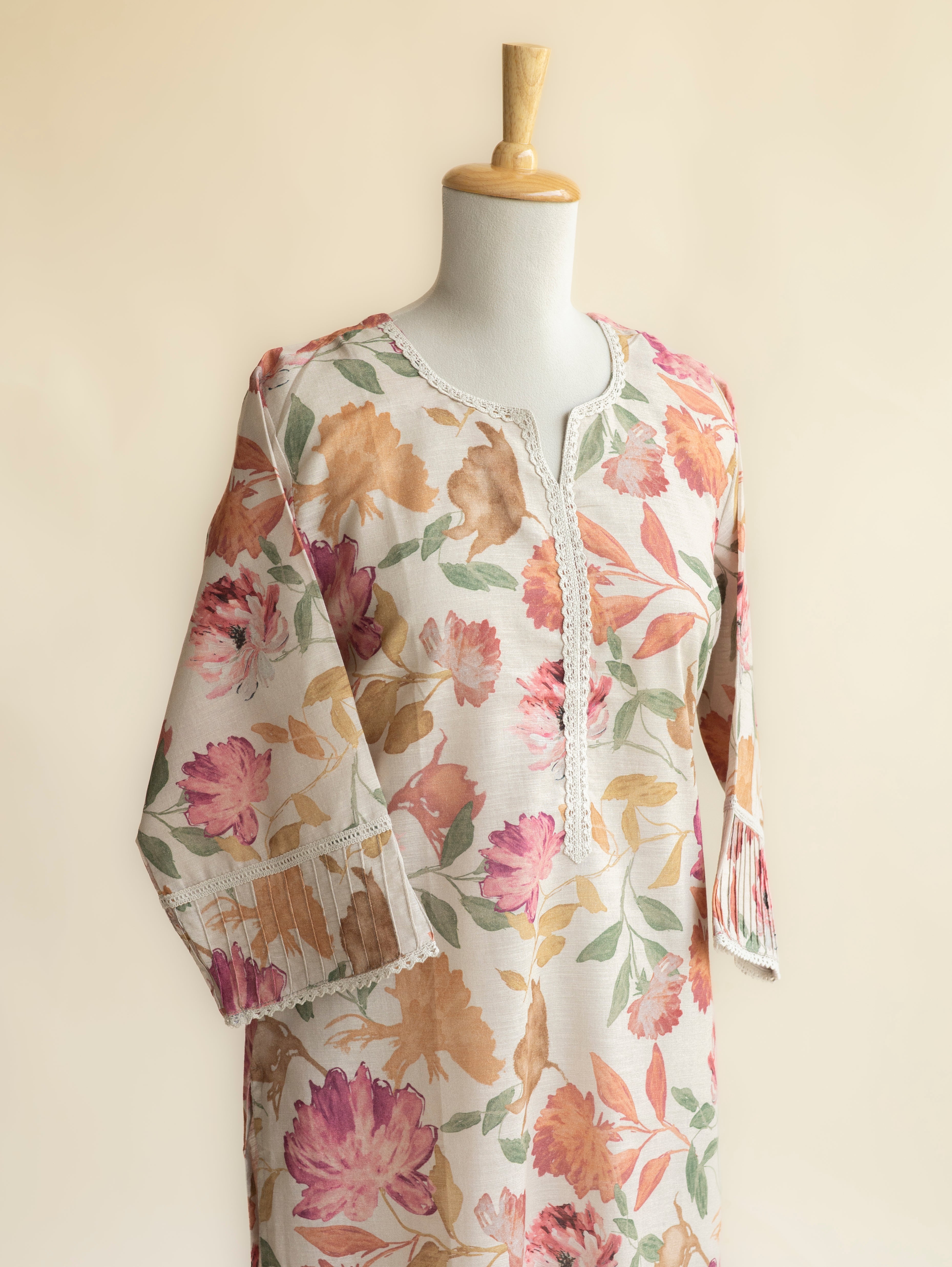 Amira Cotton Linen Digital Print Straight Kurta