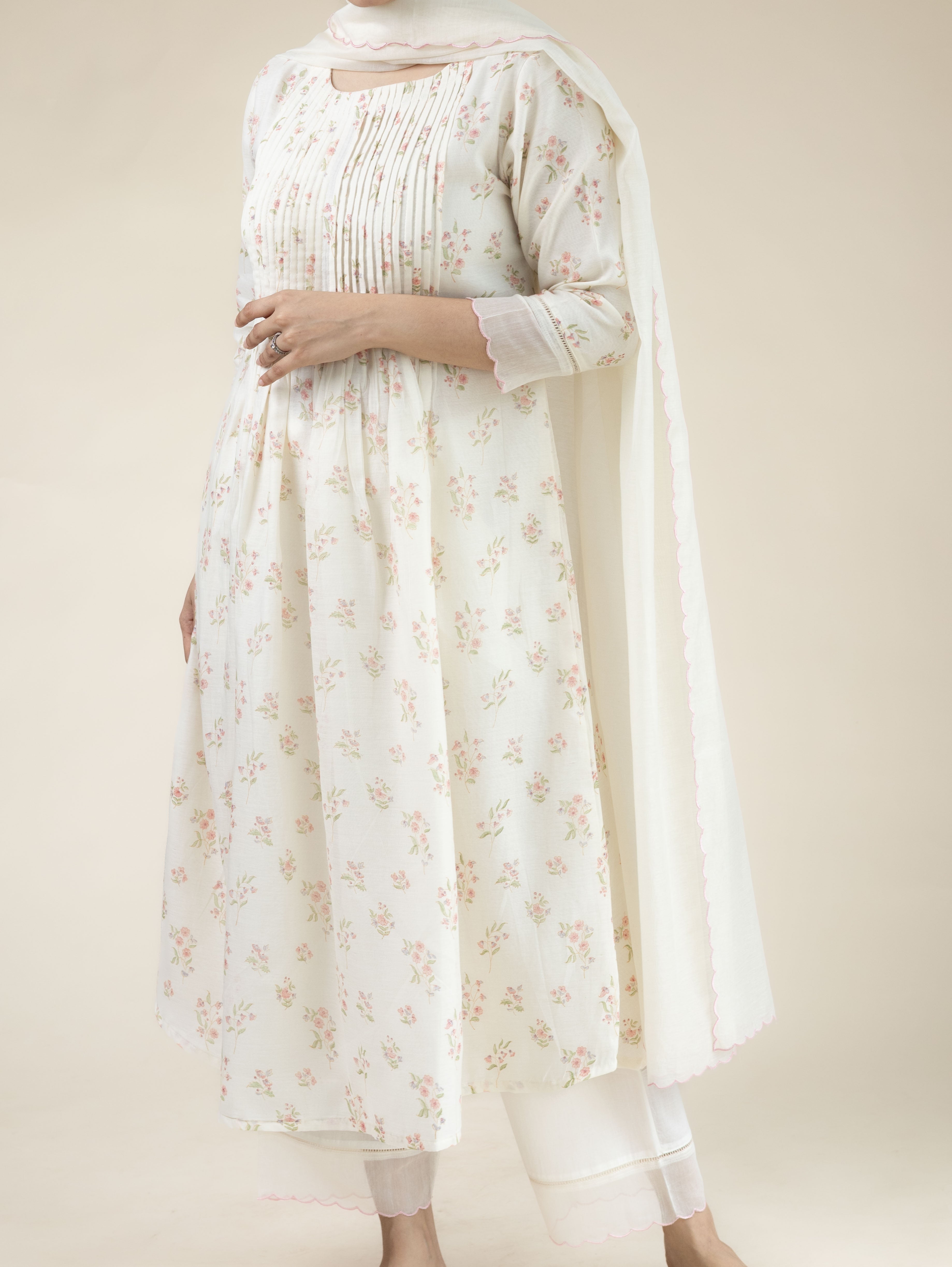 Rayna Chanderi Block Printed A-Line Suit Set