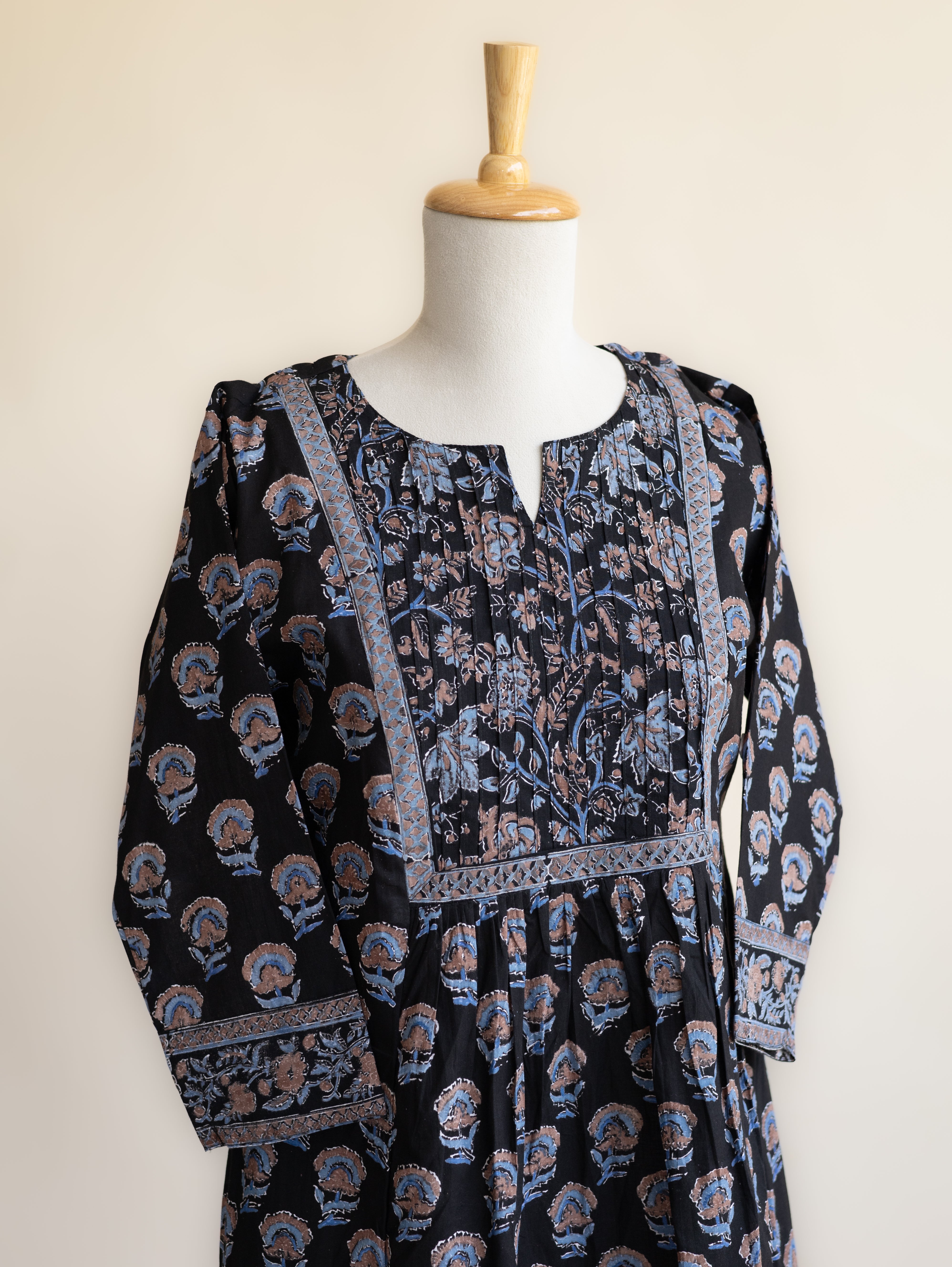 Nitara Cotton Block Printed A-Line Kurta