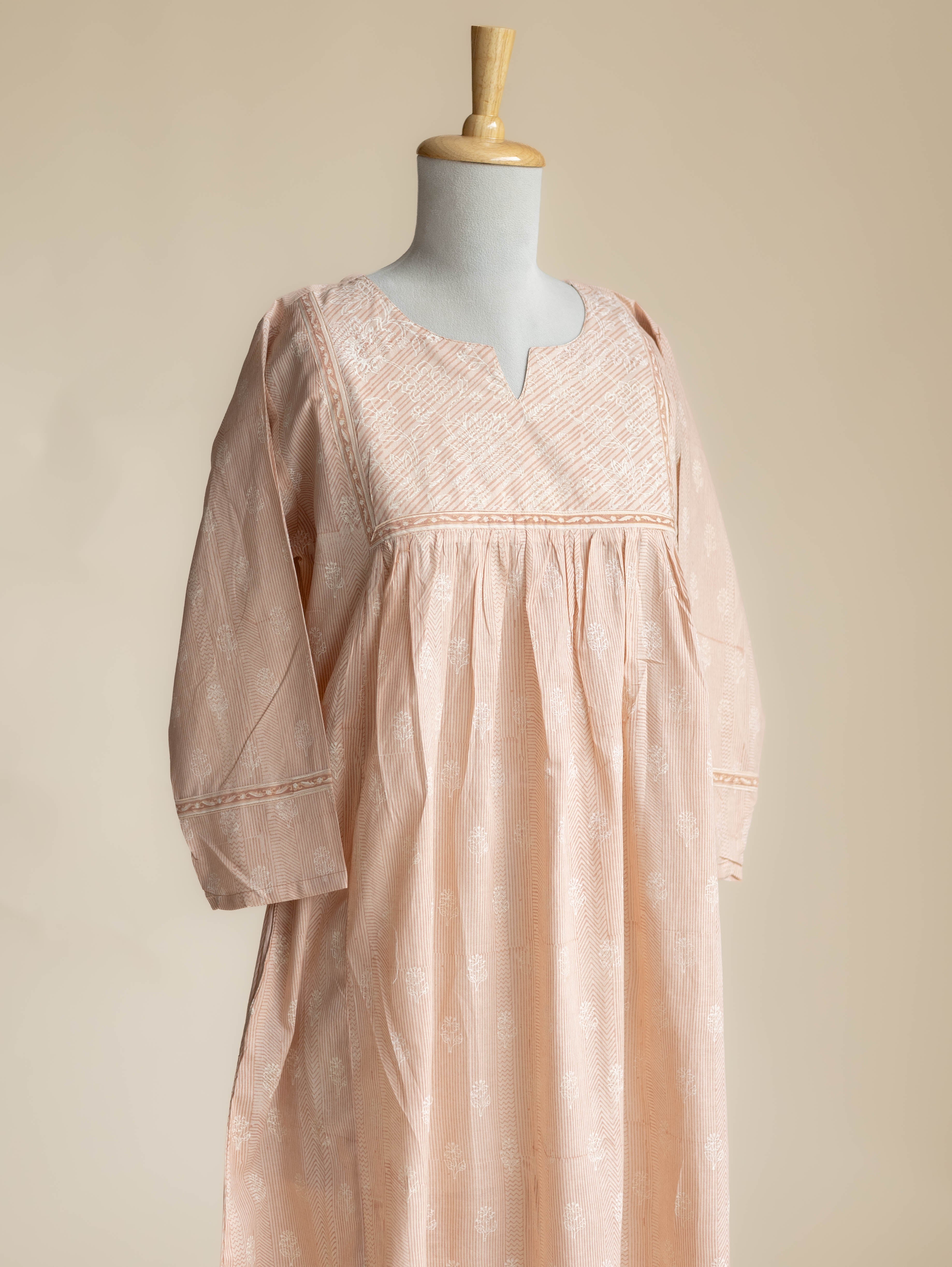 Kaisha Cotton Block Printed A-Line Kurta