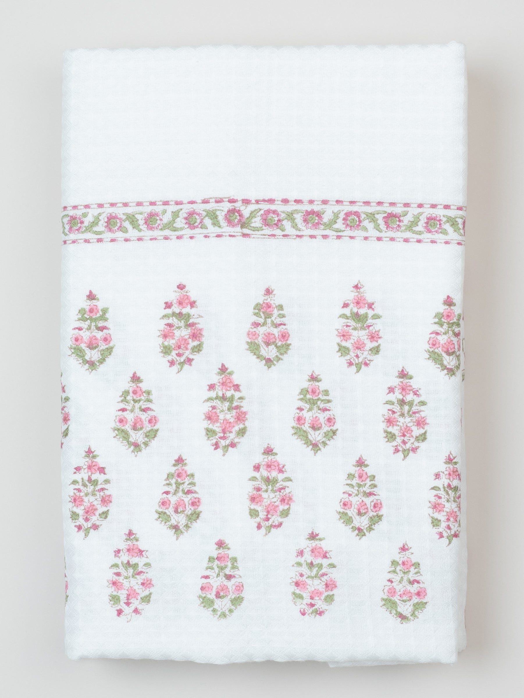 Cotton Block Printed Honeycomb Bath Towel