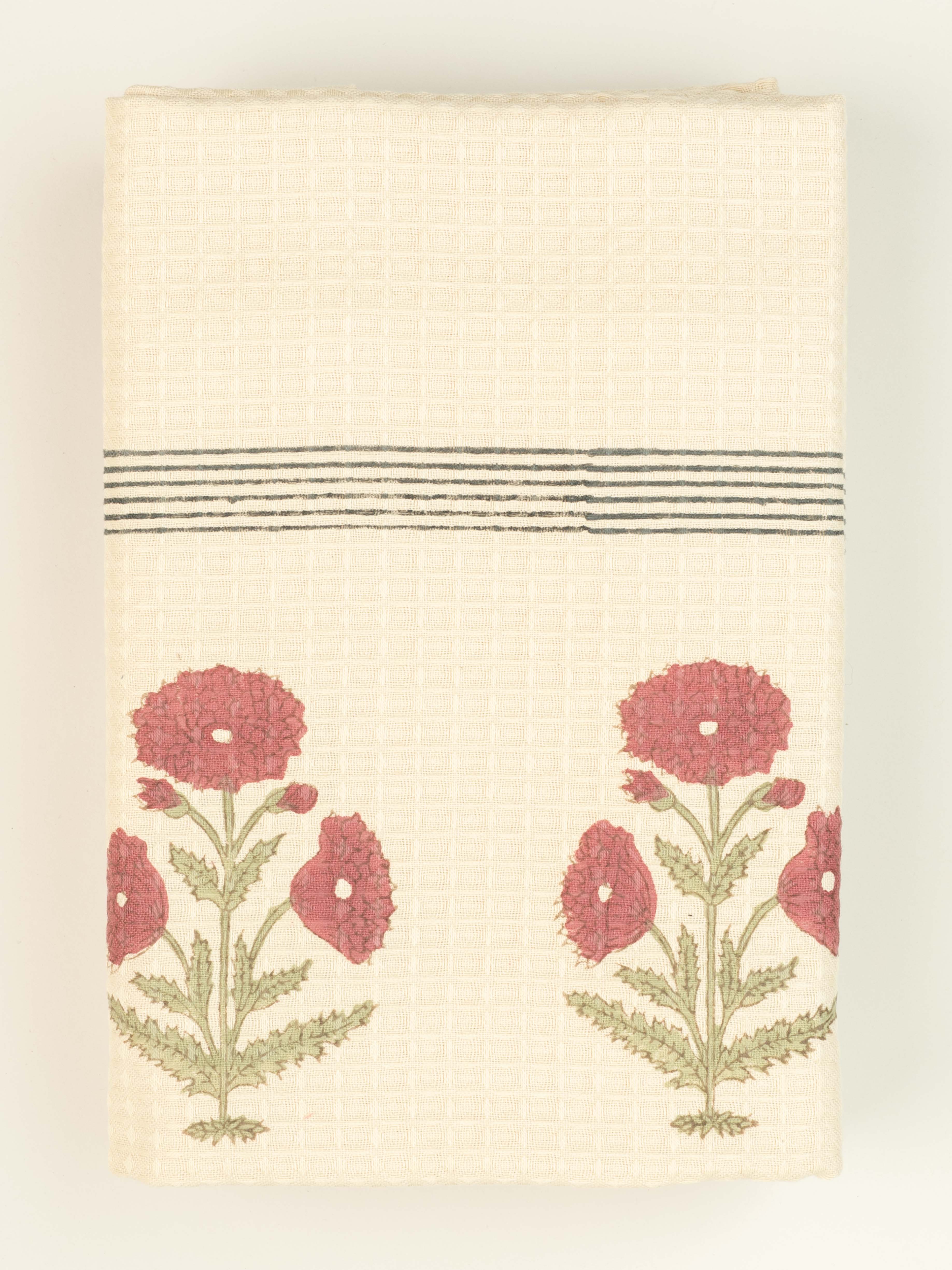 Zara Cotton Block Printed Honeycomb Bath Towel