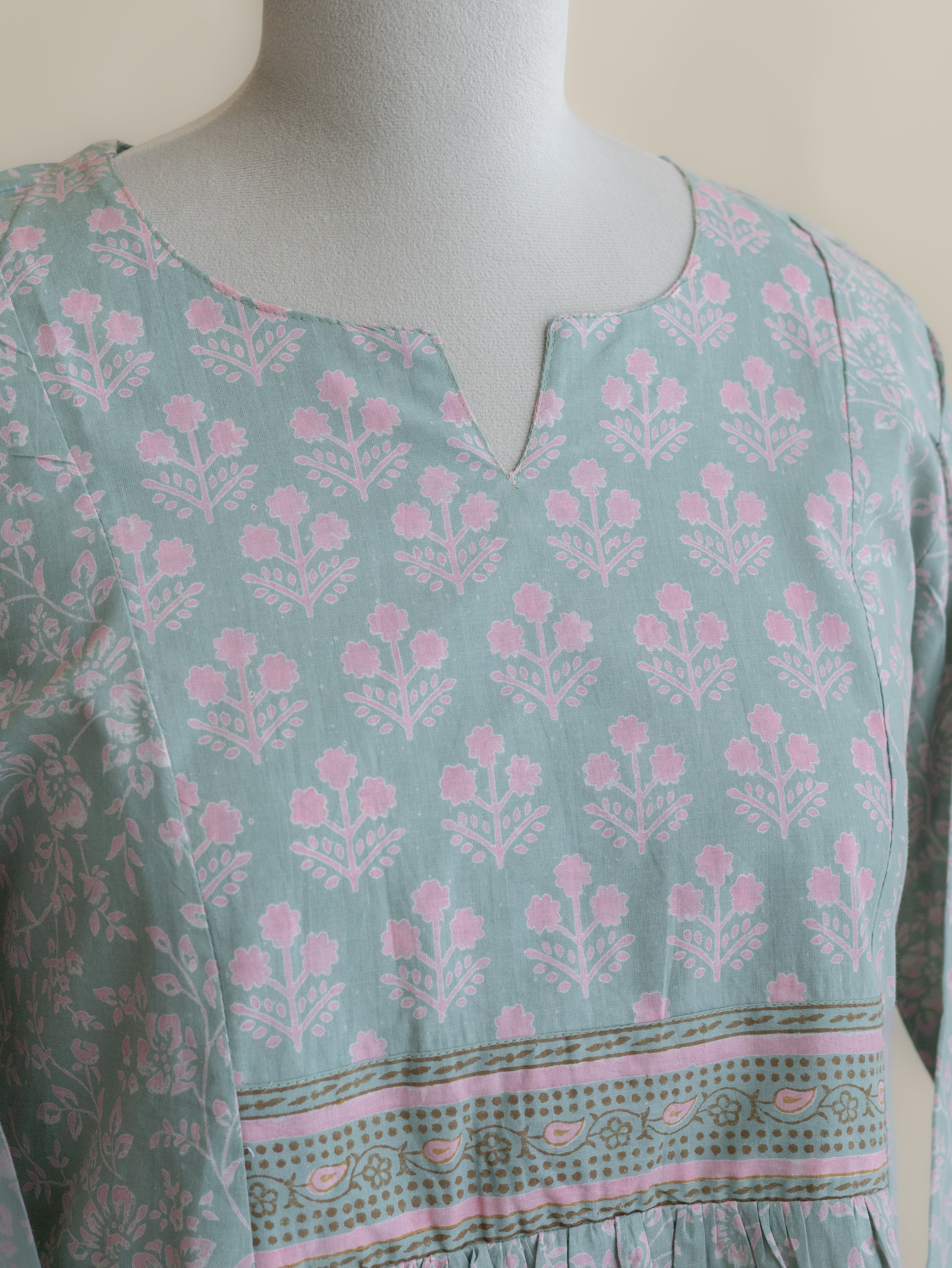Reya Cotton Block Printed A-Line Kurta