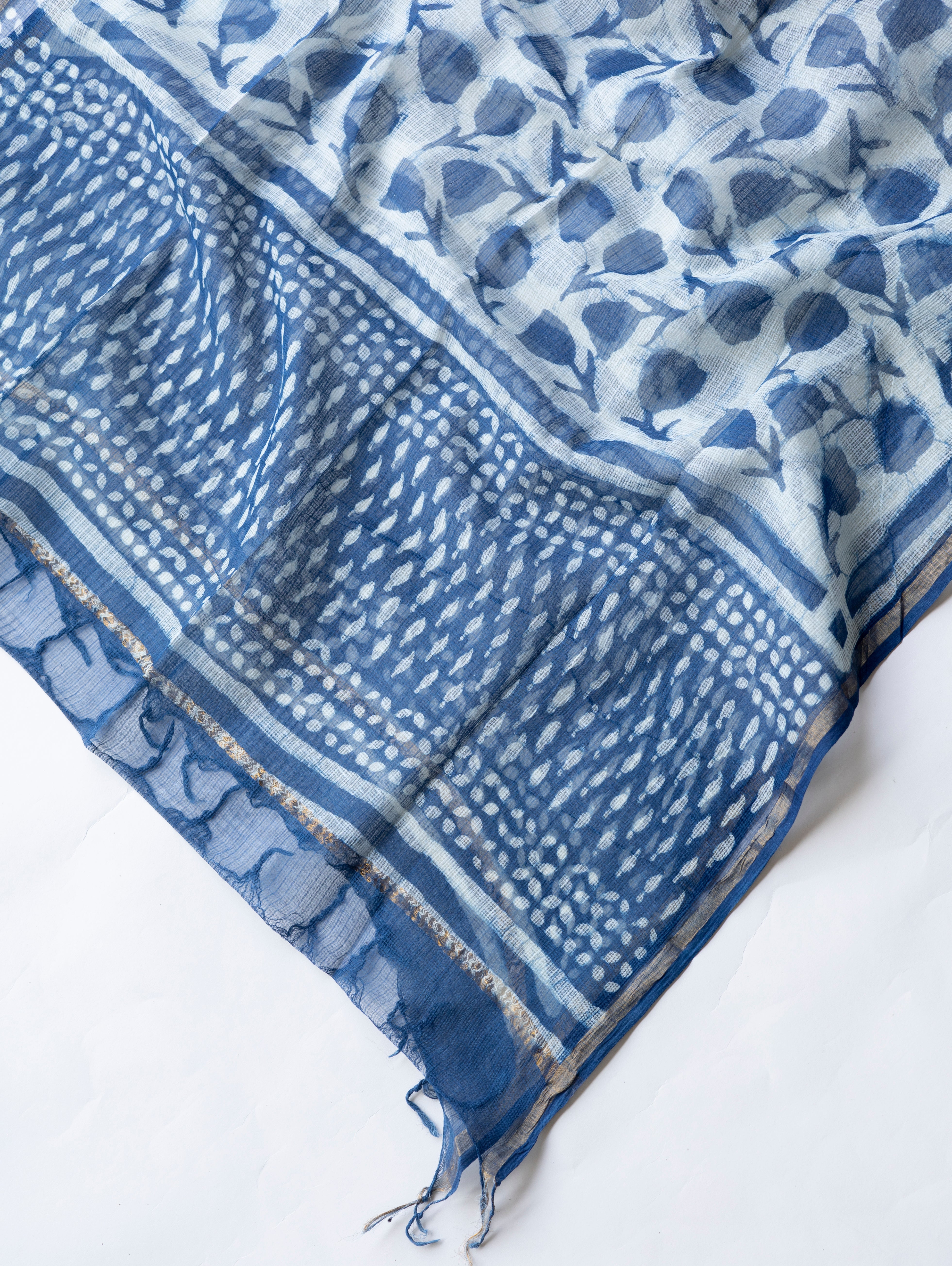 Kanchan Kota Doria Block Printed Dupatta