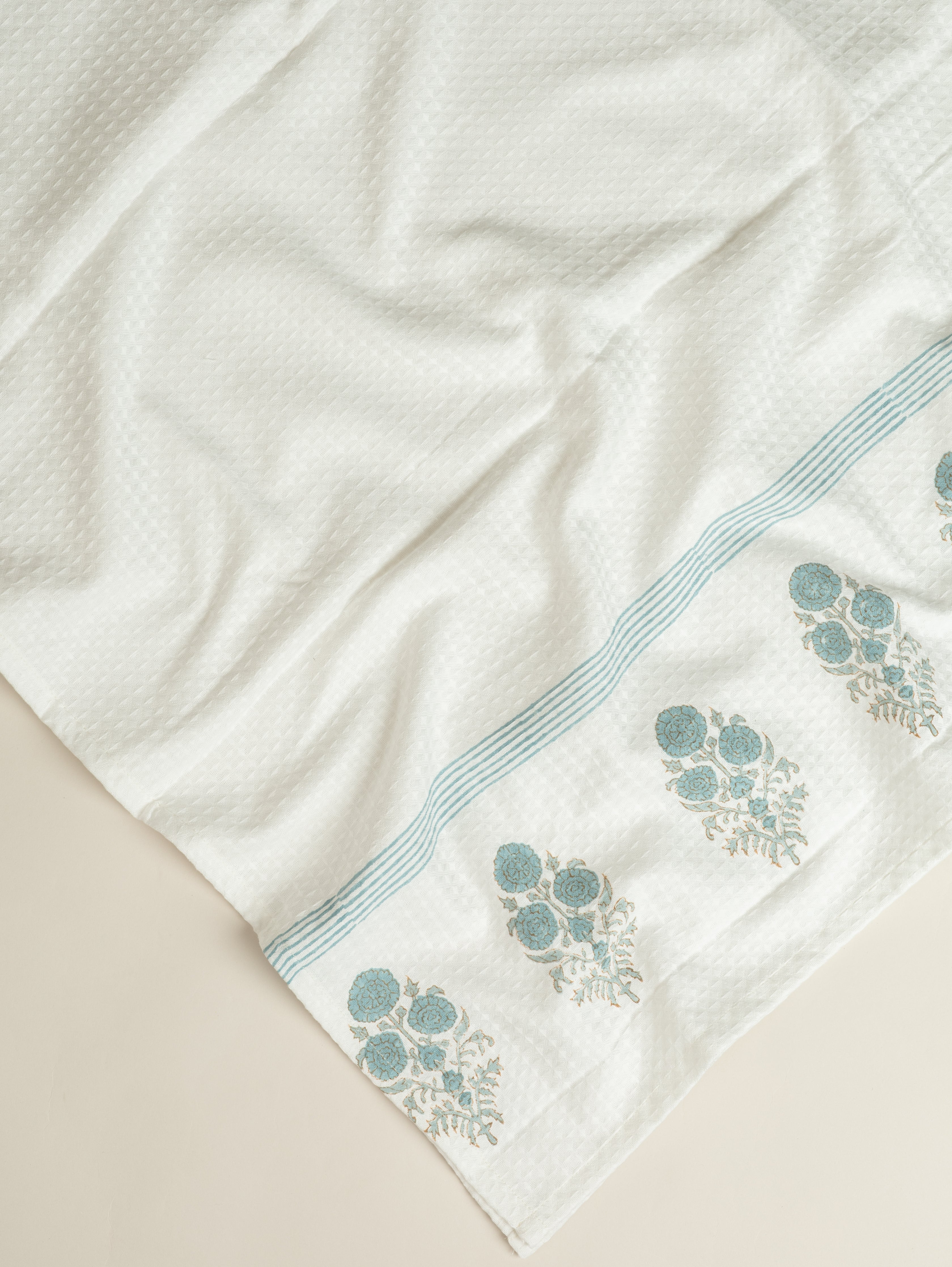 Cotton Block Printed Honeycomb Bath Towel