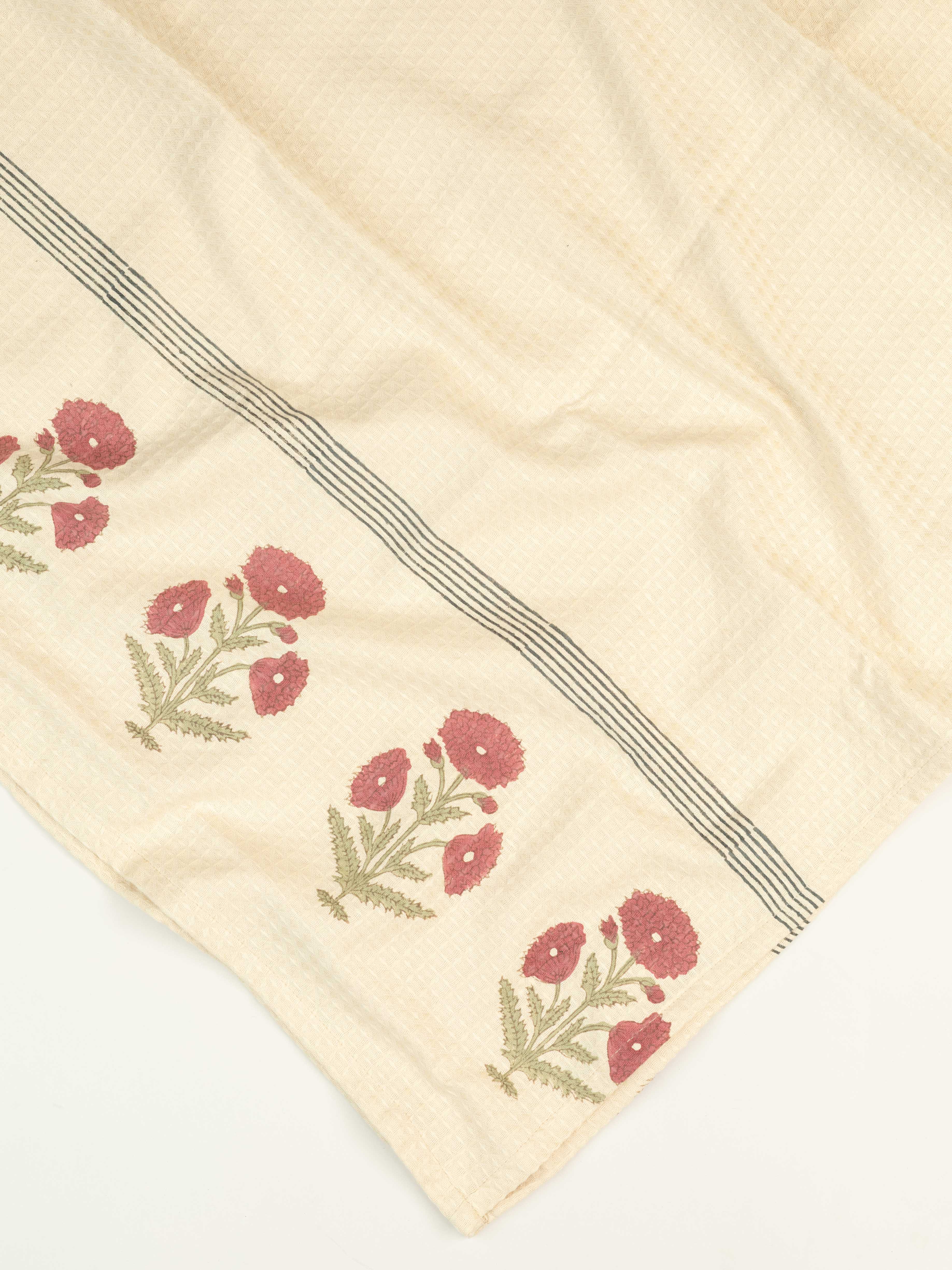 Zara Cotton Block Printed Honeycomb Bath Towel