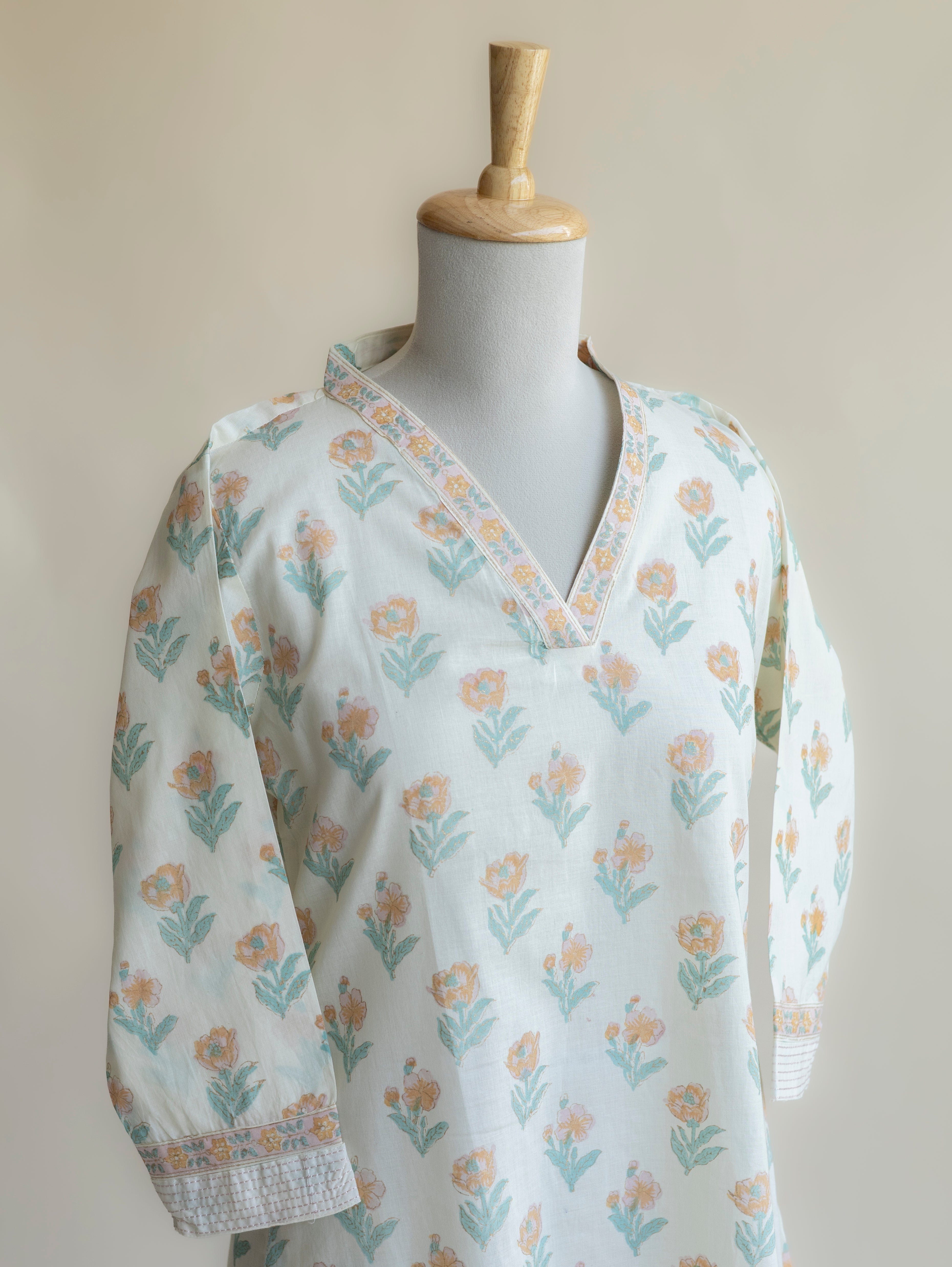 Vasudha Cotton Block Printed Straight Kurta