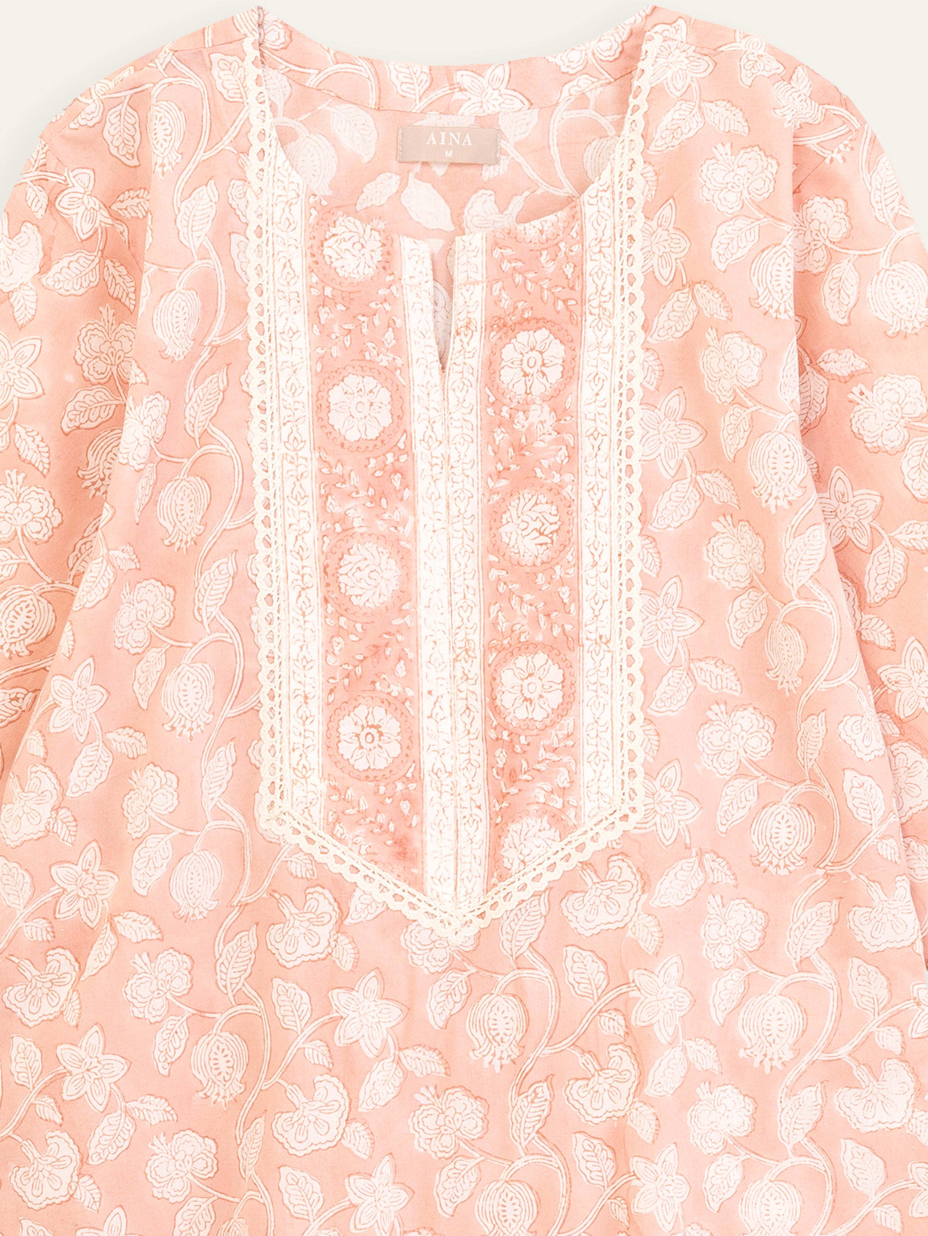 Nehra Cotton Block Printed Straight Kurta