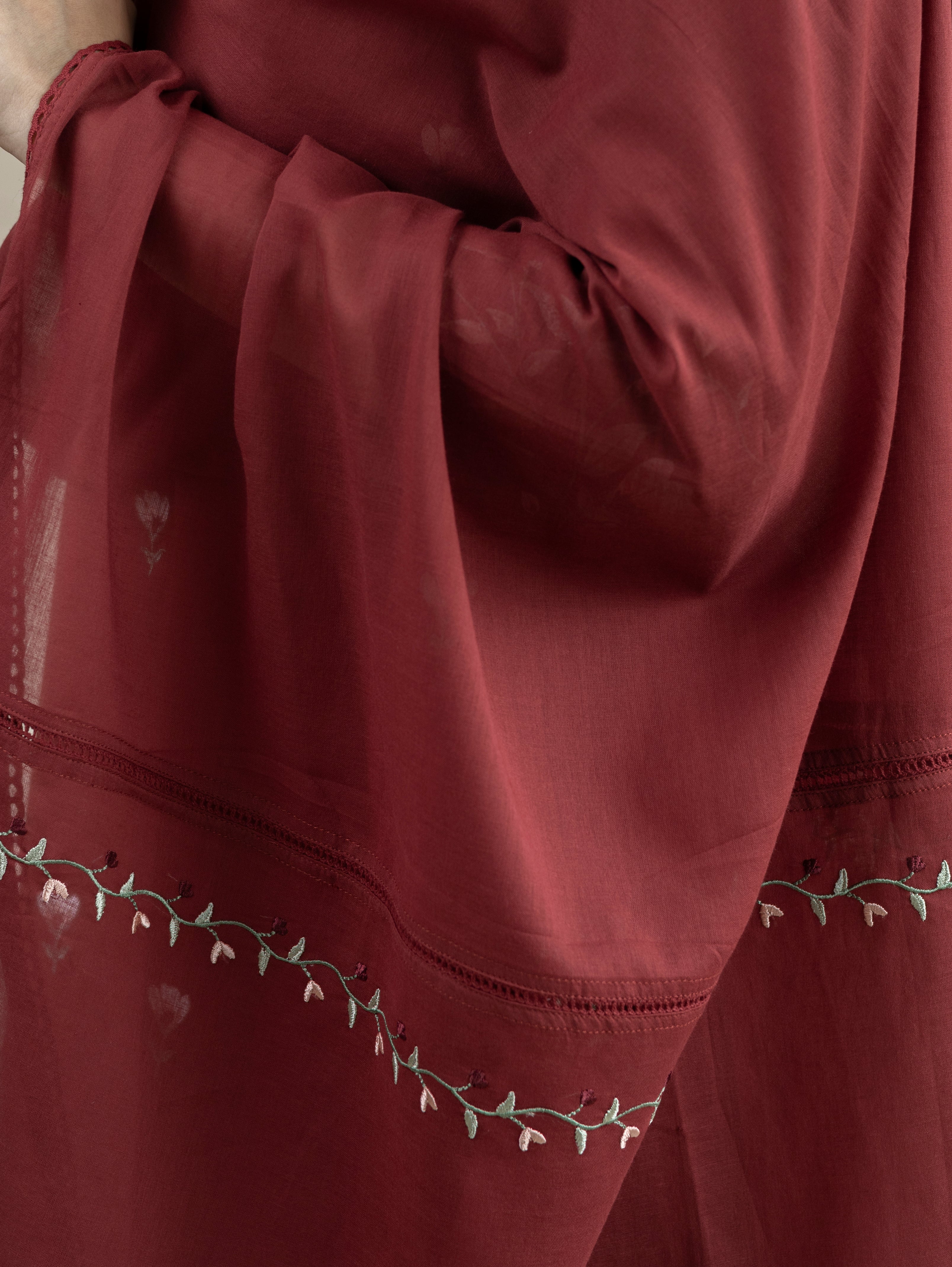 Serah Cotton Embroidered A-Line Suit Set